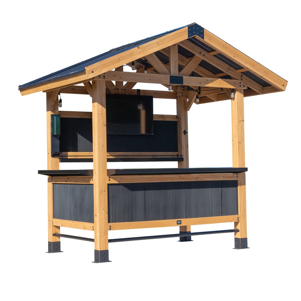 Palisade Cedar Wood Outdoor Bar with Galvanized Steel Roof