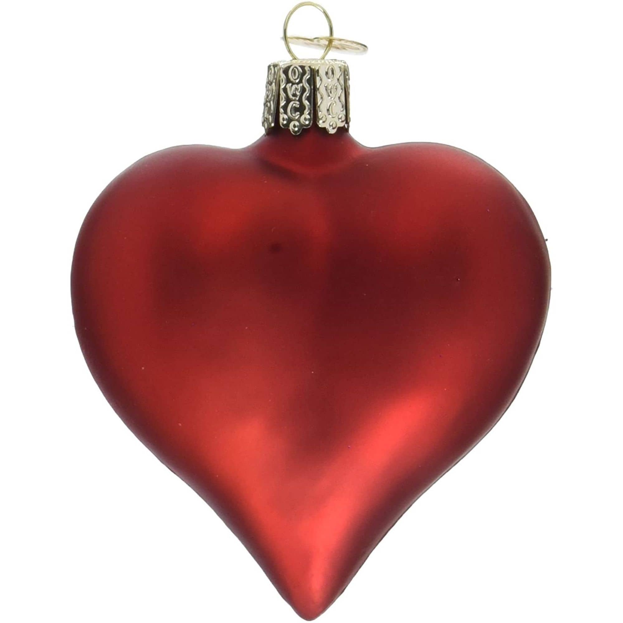 Old World Christmas 729343300140 Glass Blown Ornament for Christmas Tree - Large Matte Red Heart