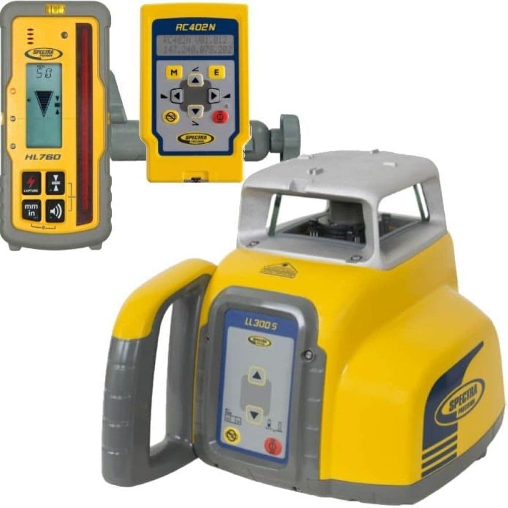 Spectra Precision 369595-NC  LL300S With HL760 Receiver RC402N Remote Control + Rechargeable Battery