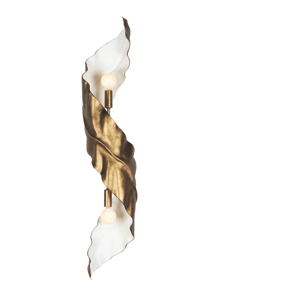 Kalco Lighting  525521PABW Spira Wall Sconce Wall Light in Pearlized Antique Brass With White