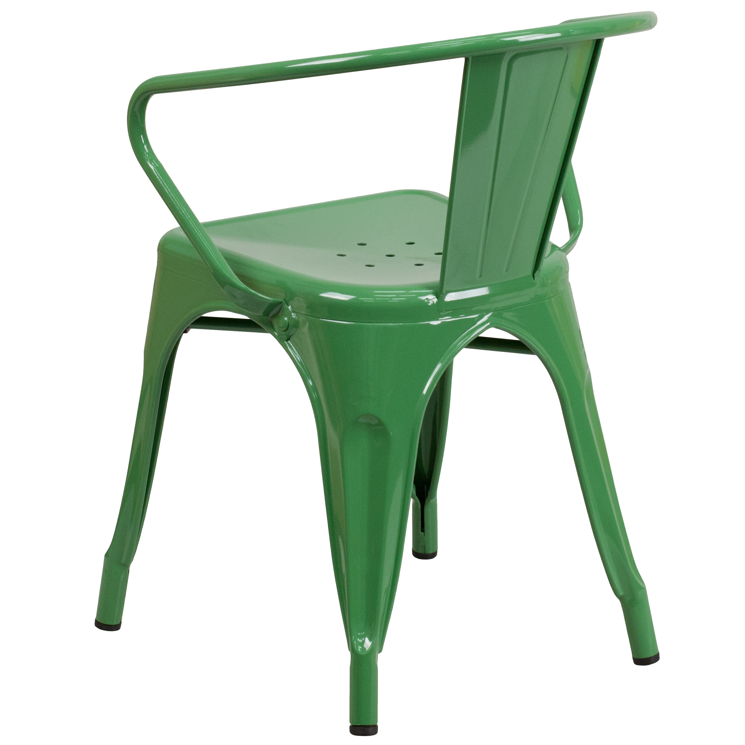 Vibrant Green Steel Indoor-Outdoor Armchair with Vertical Slat Back