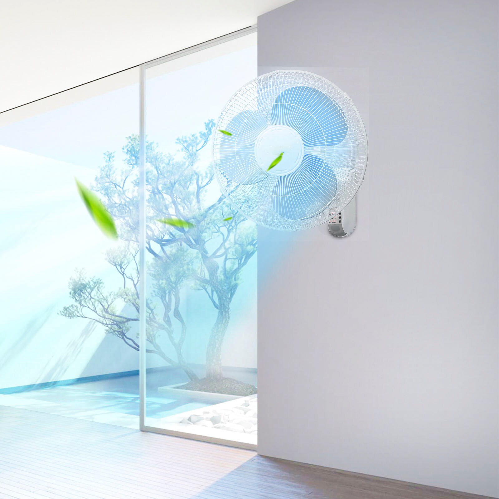 BEYOND BREEZE 16-in Plug in Oscillation Indoor White Wall Mounted Fan ...