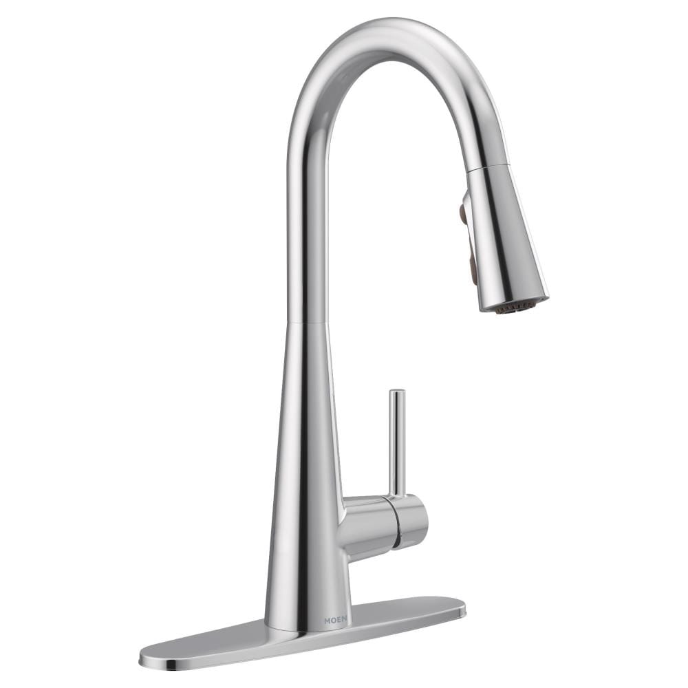 Moen Sleek Chrome Single Handle Pull-down Kitchen Faucet with Deck ...