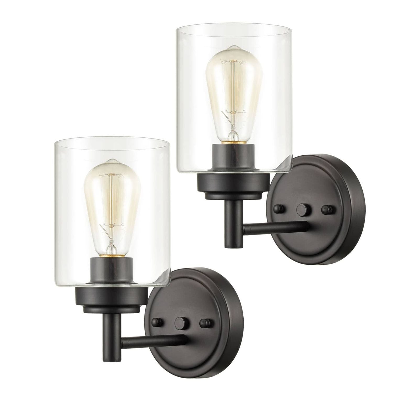 Claxy HY-B3133BU-BK-2 Glass Light 4.9-in W 2 -Light Polished Black Wall Sconce