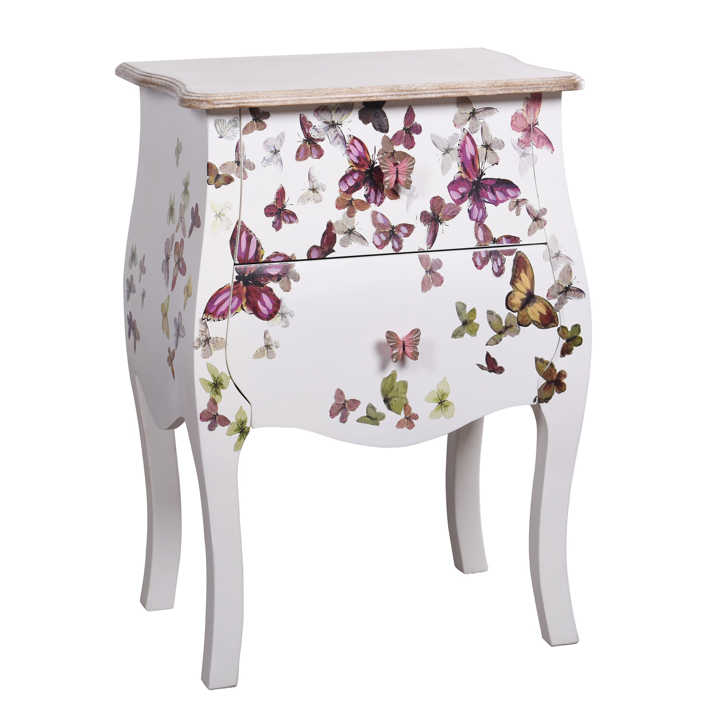 StyleCraft Home Collection AF18696DS White, Multi-color Nightstand