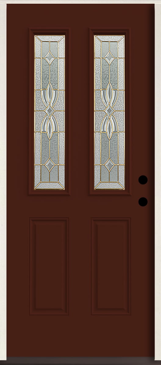 RELIABILT LO964260 Laurel 36-in x 80-in x 4-5/8-in Fiberglass Twin lite Left-hand inswing Currant Paint Painted Prehung Front Door Insulating core