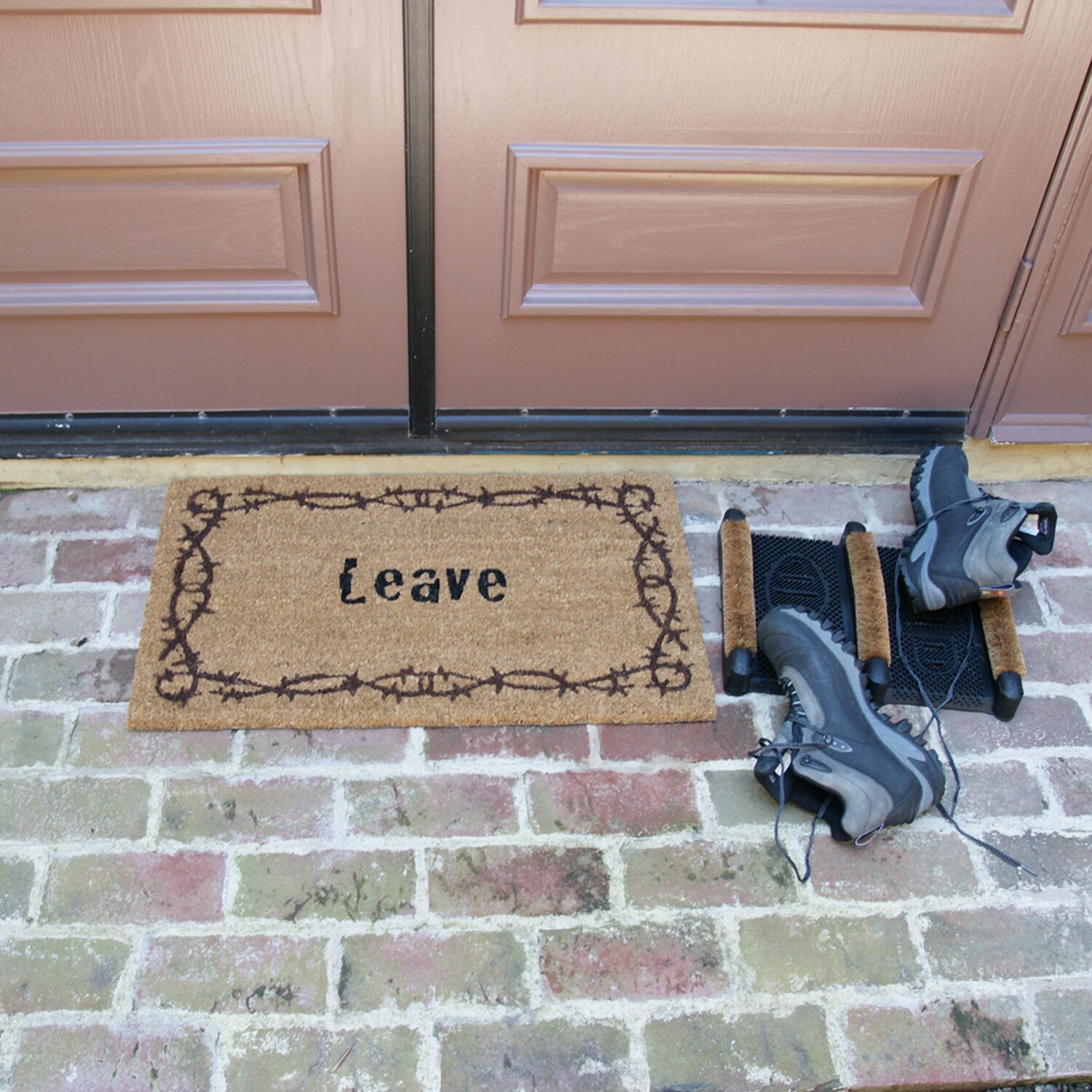 Rubber-Cal Rude Leave Door Mat Kit - 18 x 30 - 2 Doormats