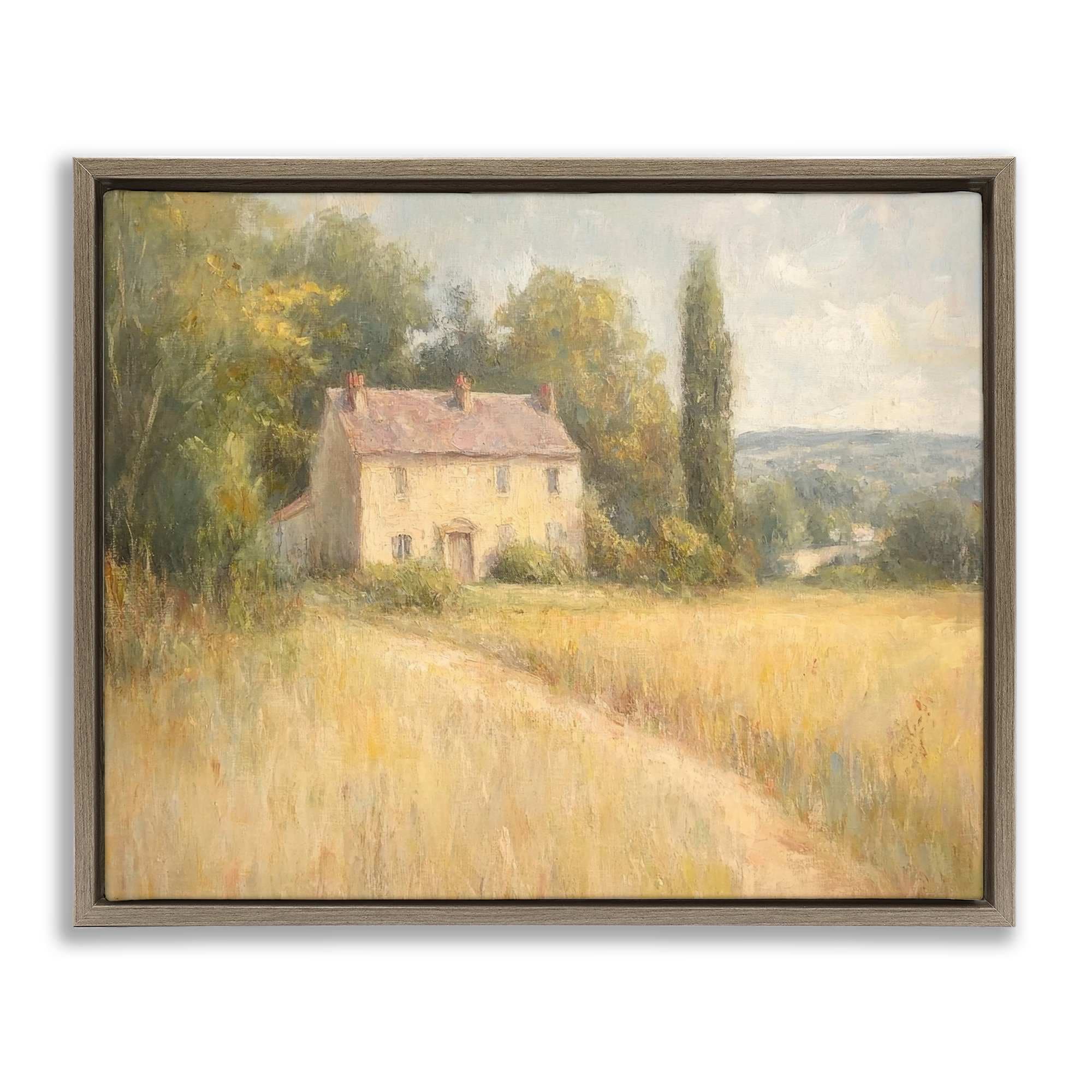 Stupell Industries BT-802-FFE-16X20 Hide Away Cottage House Brown Framed Floater Canvas Wall Art By Petal Prints Design 21 x 17