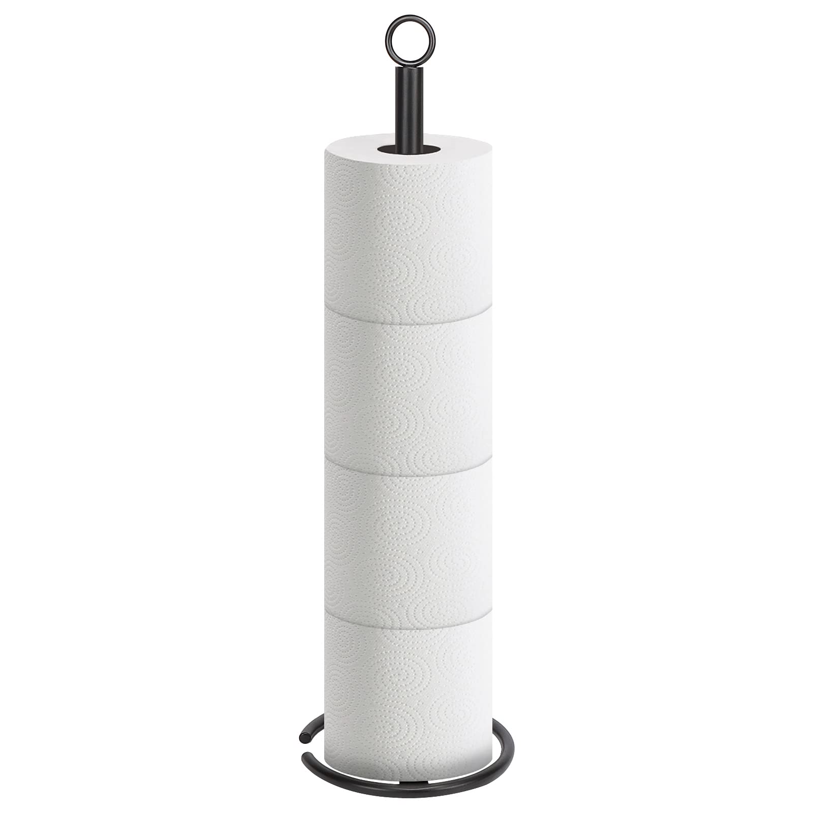 Aoibox  Freestanding Toilet Paper Holder Stand with Reserve Storage for 4 Rolls Matte Black Metal Design