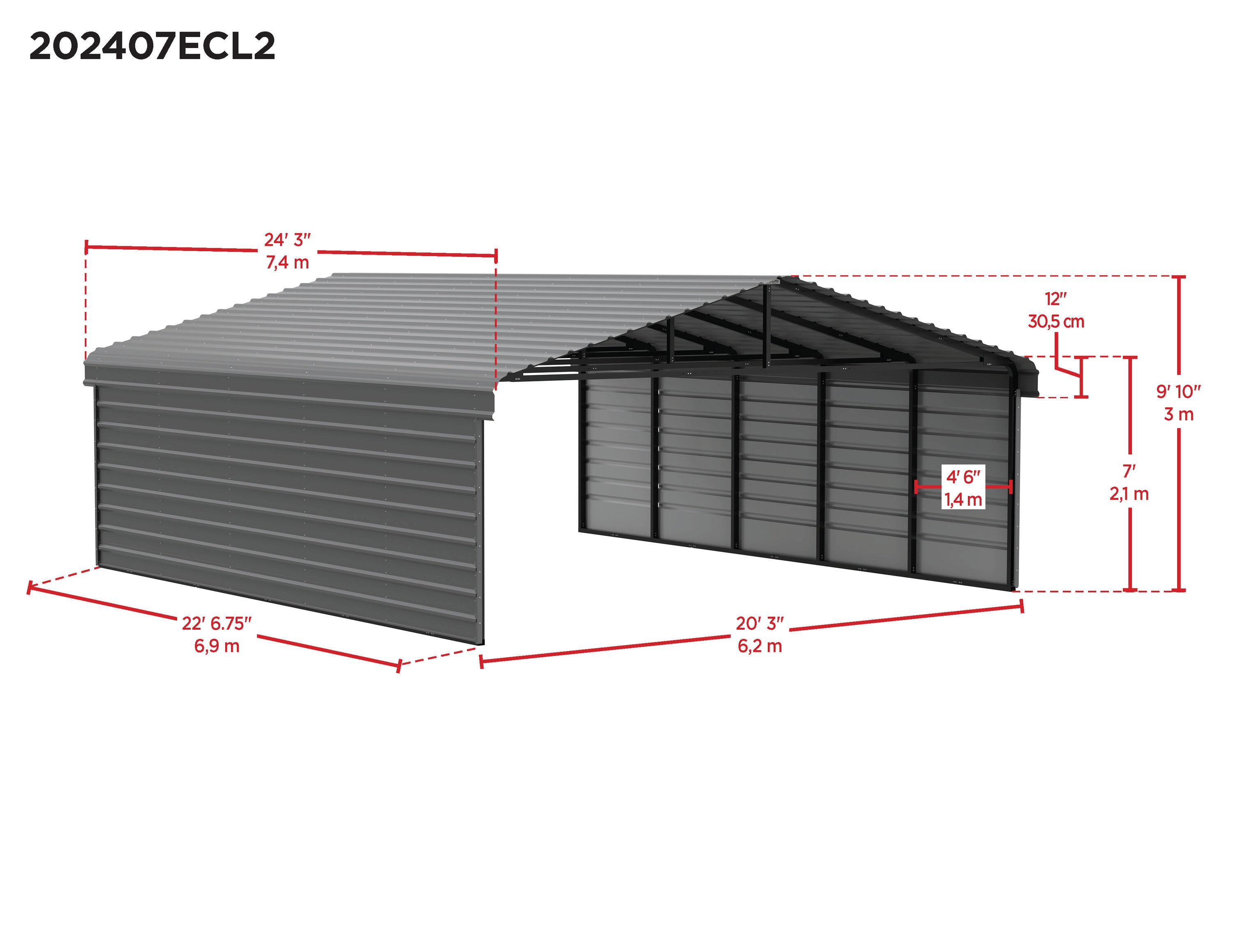 Arrow CPHC202407ECL2 Carport-Covers - View #2