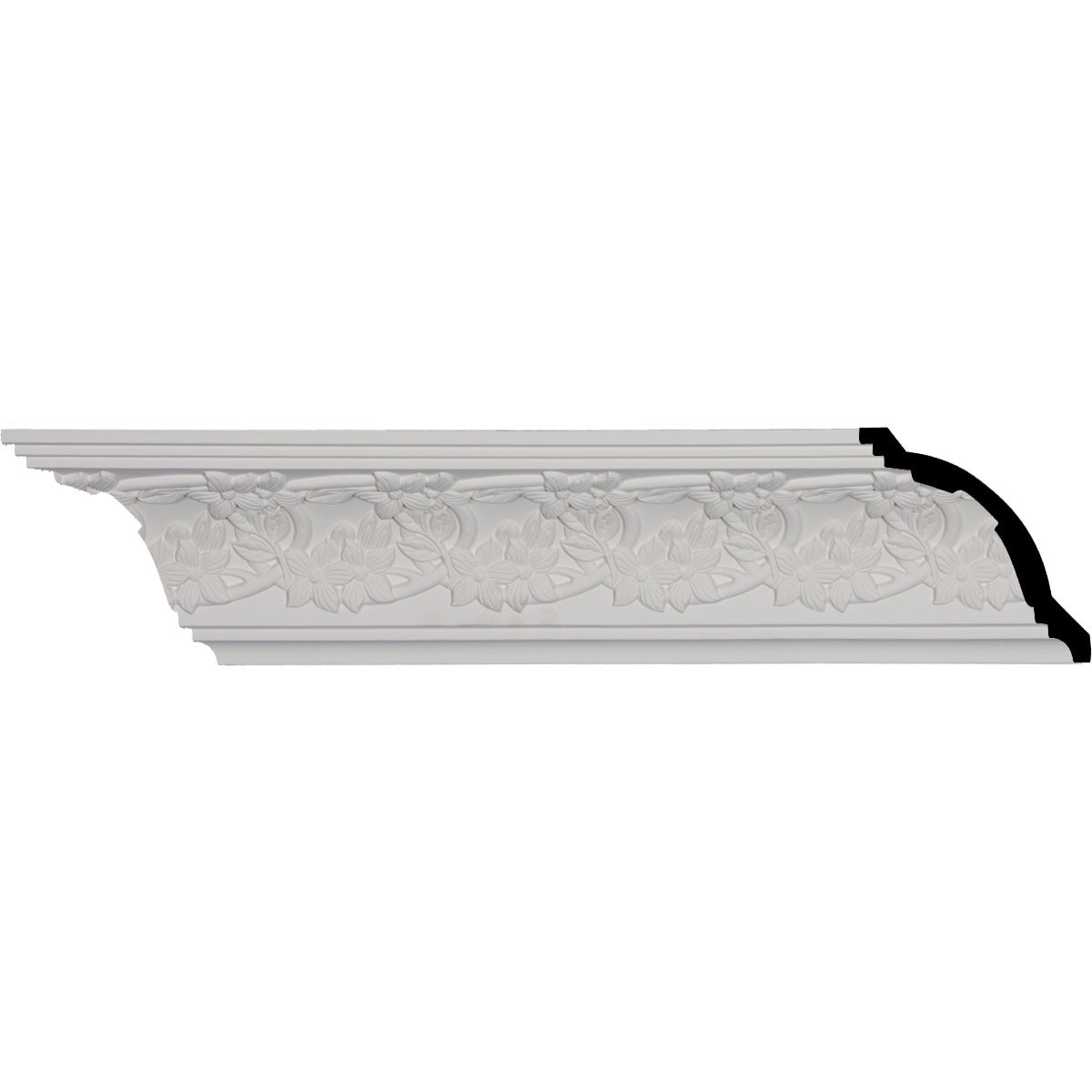 White Floral Polyurethane Crown Moulding, 94.5 inches