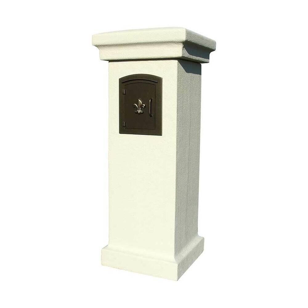 QualArc QUAL1808  MAN-STUCOL-SS 48 in. Manchester Non-Locking Stucco Column Mailbox in Sandstone Color