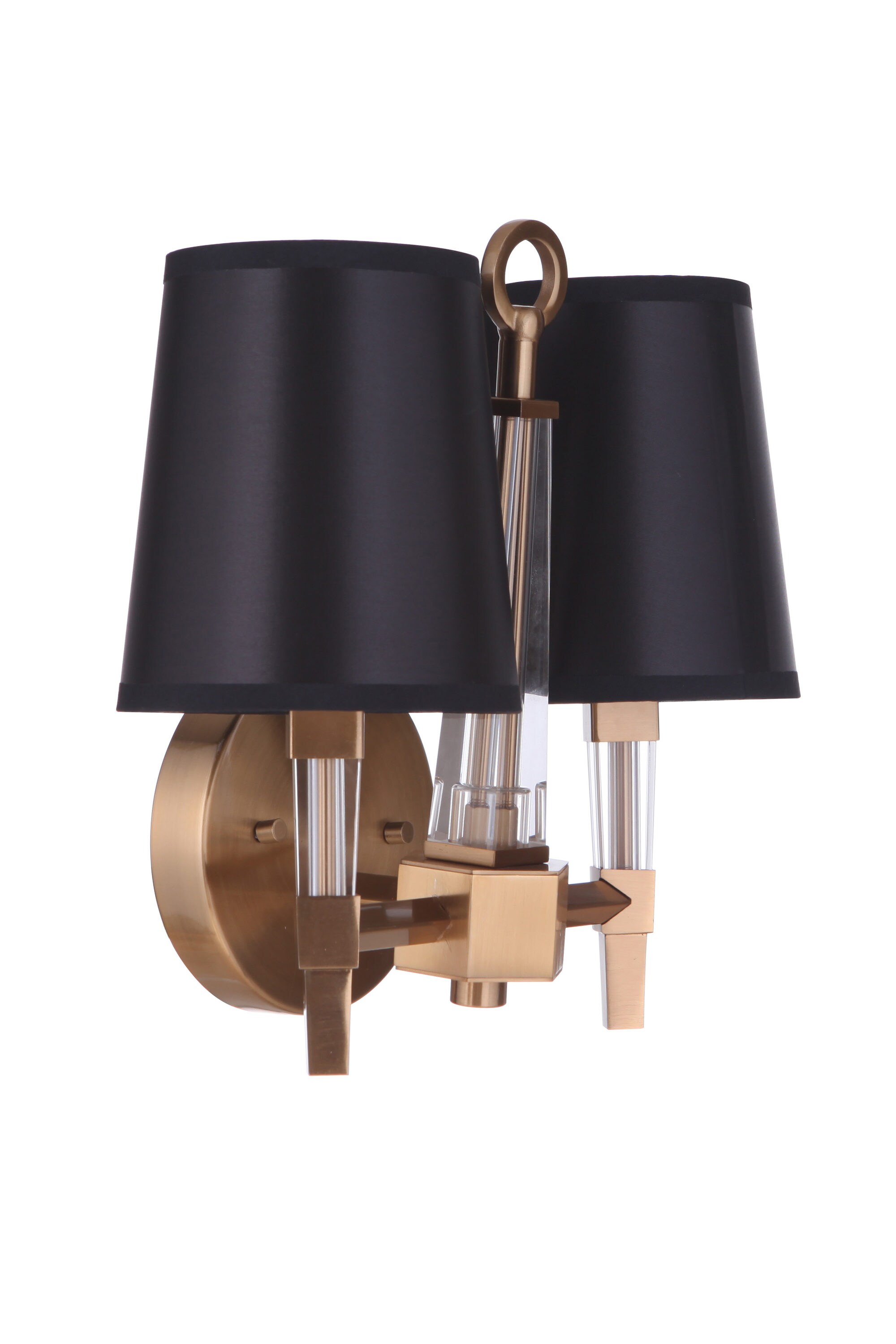 Elegant Tarryn Black and Brass 11.88" Wall Sconce with Crystal Accents