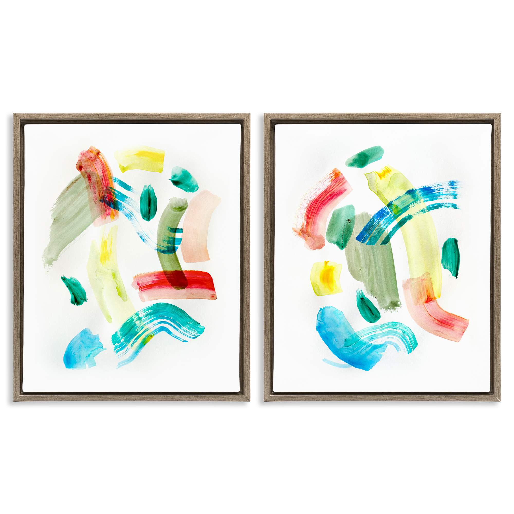 Stupell Industries B2-887-FFE-2PC-16X20 Macarana Abstract Hues 2 Piece Brown Framed Floater Canvas Set By Gemma Bardot 17 x 21