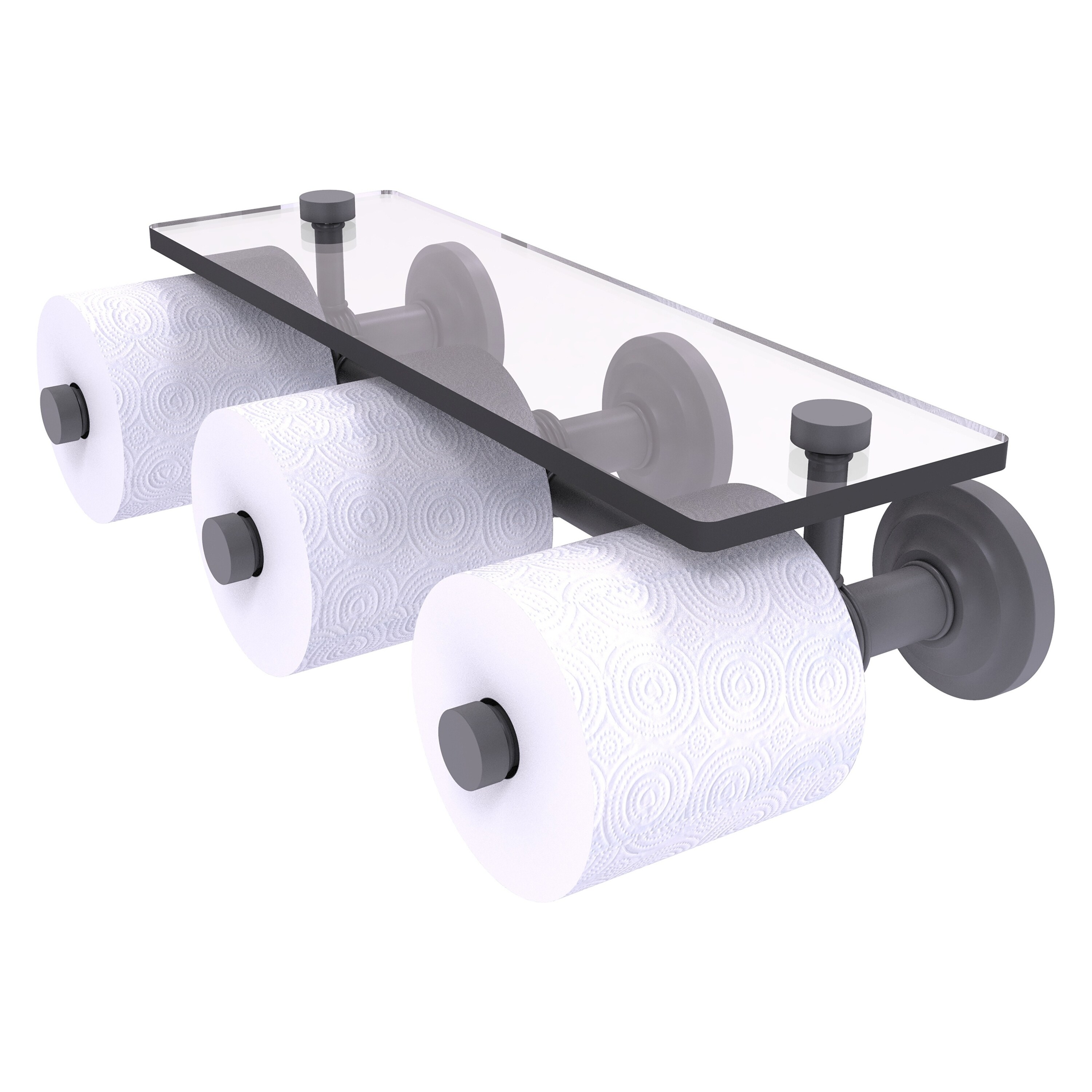 Allied Brass QN-35-3S-GYM Que New Matte Gray Wall mount Double post Toilet Paper Holder 3 -Rolls