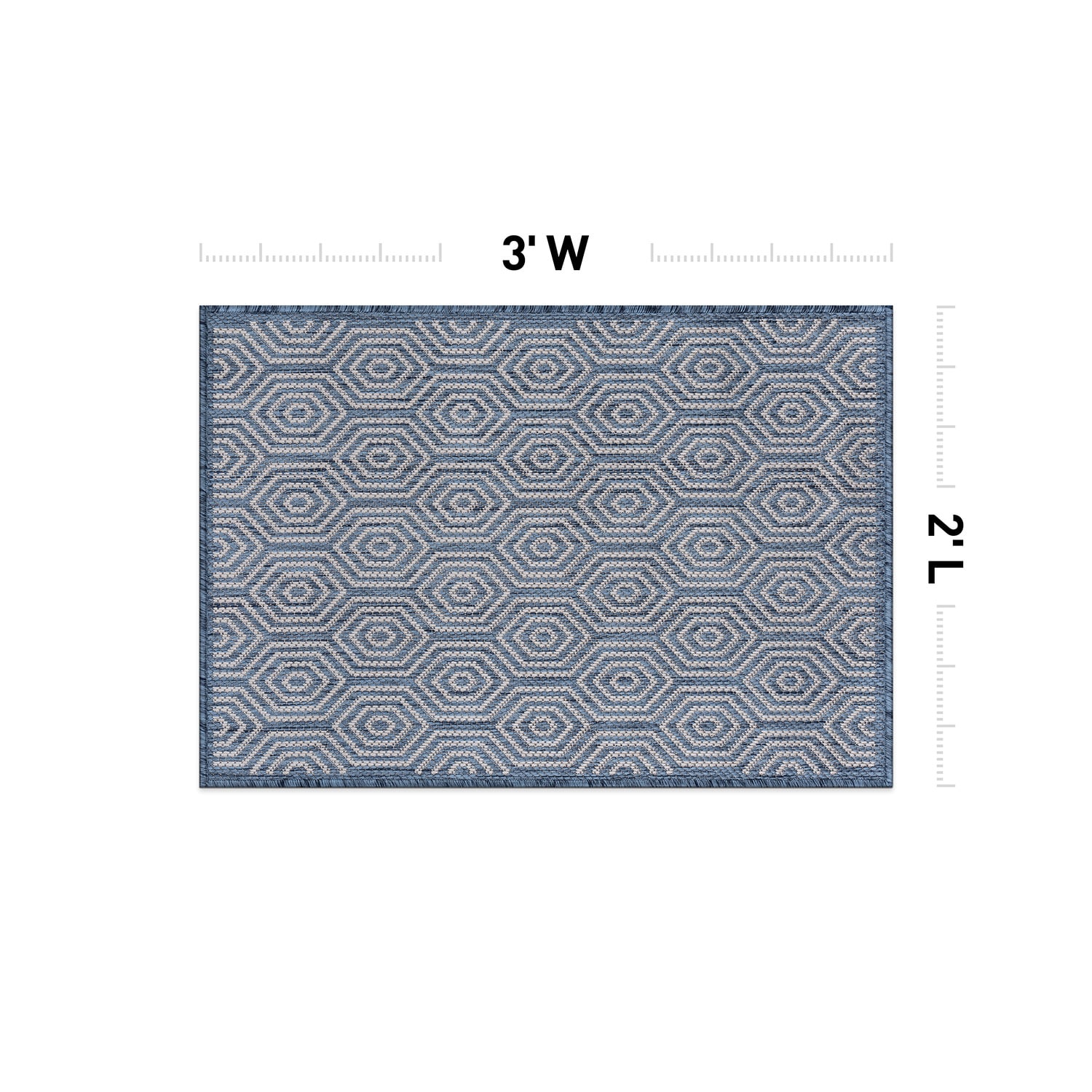 Blue Geometric 2' x 3' Flat Woven Reversible Area Rug