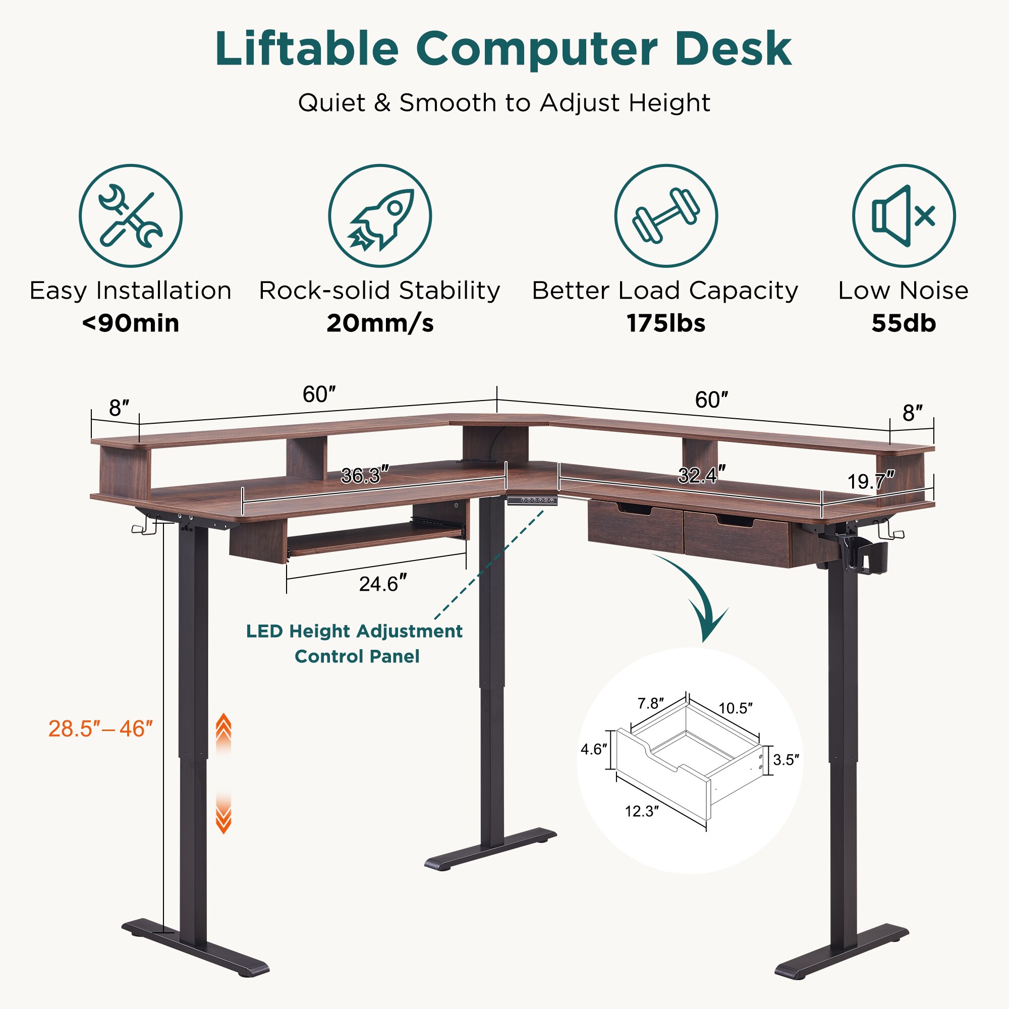 DecorUHome ELD60LS-DWT-PRO desks - View #2