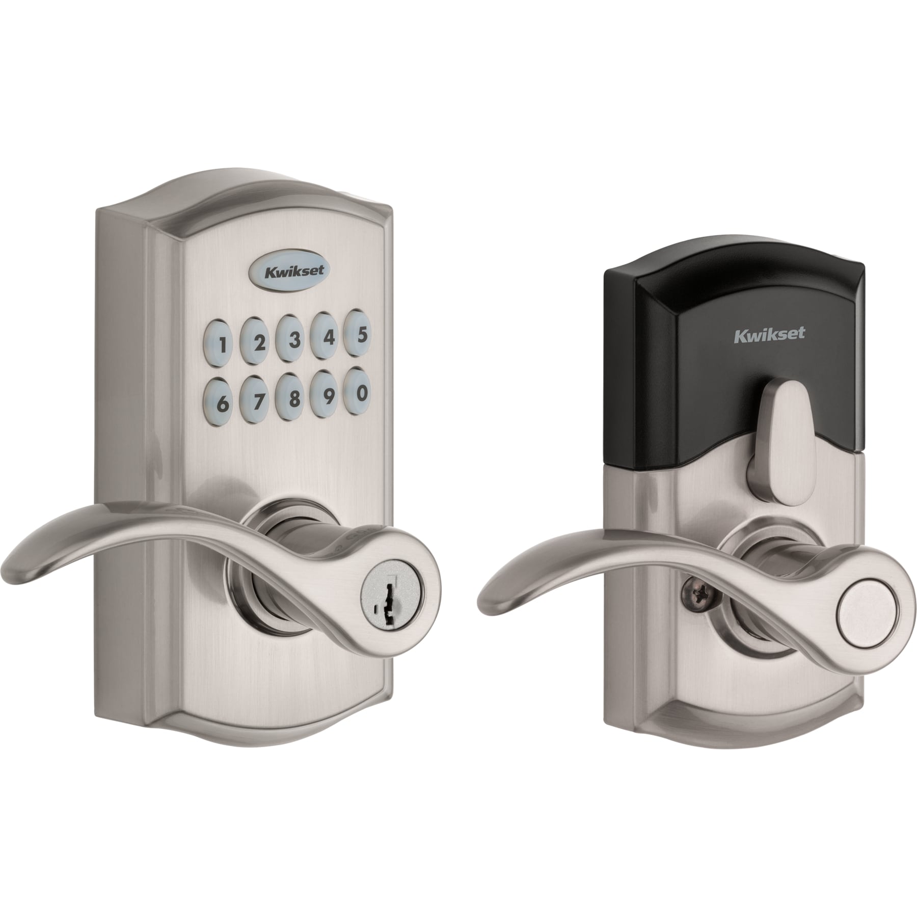 Kwikset Signature Series SmartCode 955 Satin Nickel Single Cylinder  Smartkey Electronic Handle Lighted Keypad in the Electronic Door Locks  department at