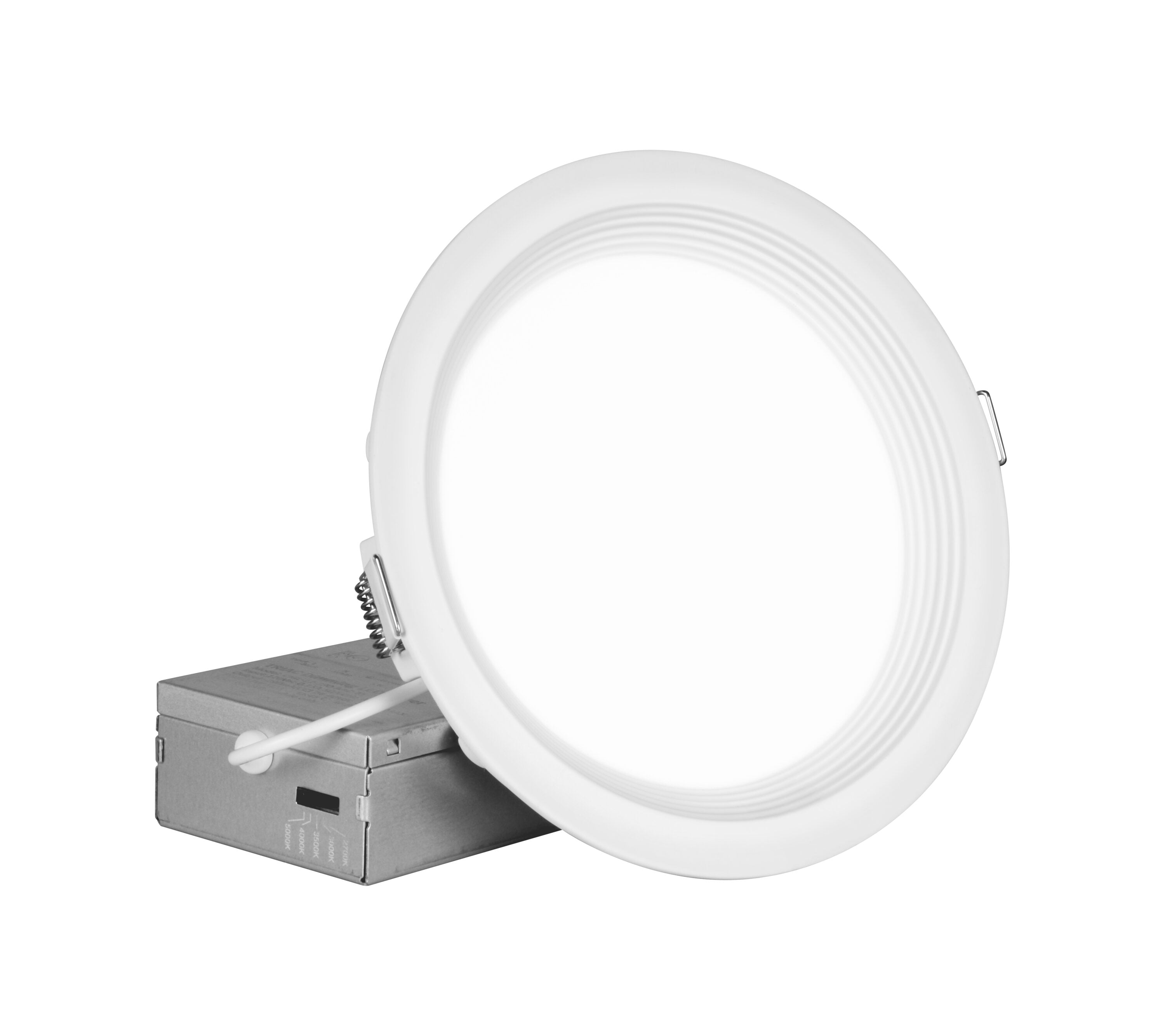 Nicor Lighting REL61120SRRWH White 1019 -Lumens Switchable white Round Dimmable LED Canless Wet rated Recessed Downlight