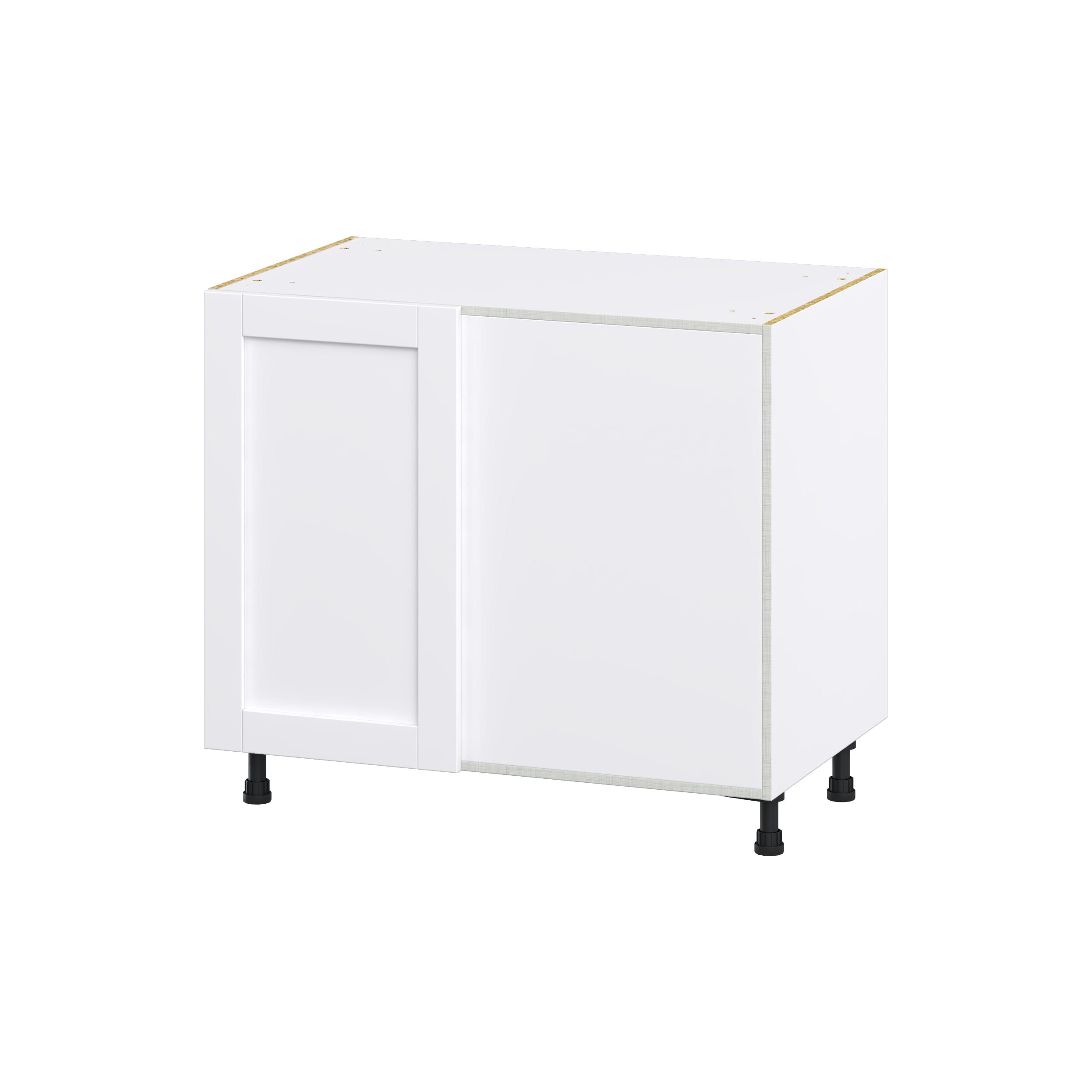 Hugo&Borg Rosemont 39-in W x 34.5-in H x 24-in D Glacier White Blind Corner Base Fully Assembled Cabinet (Recessed Panel Shaker Style)