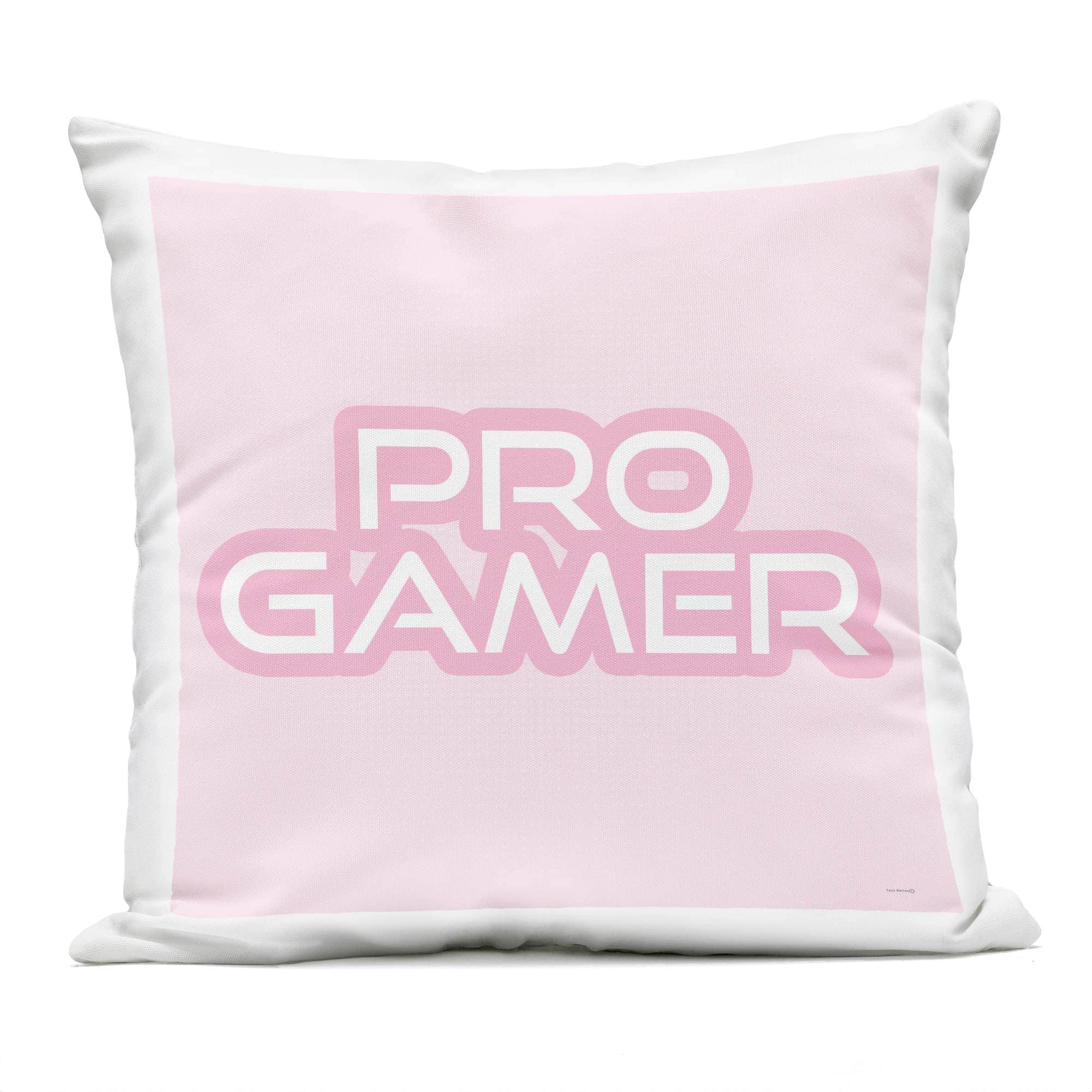 Stupell Industries - Pastel Pink Pro Gamer Outdoor Printed Pillow design by Yass Naffas Designs