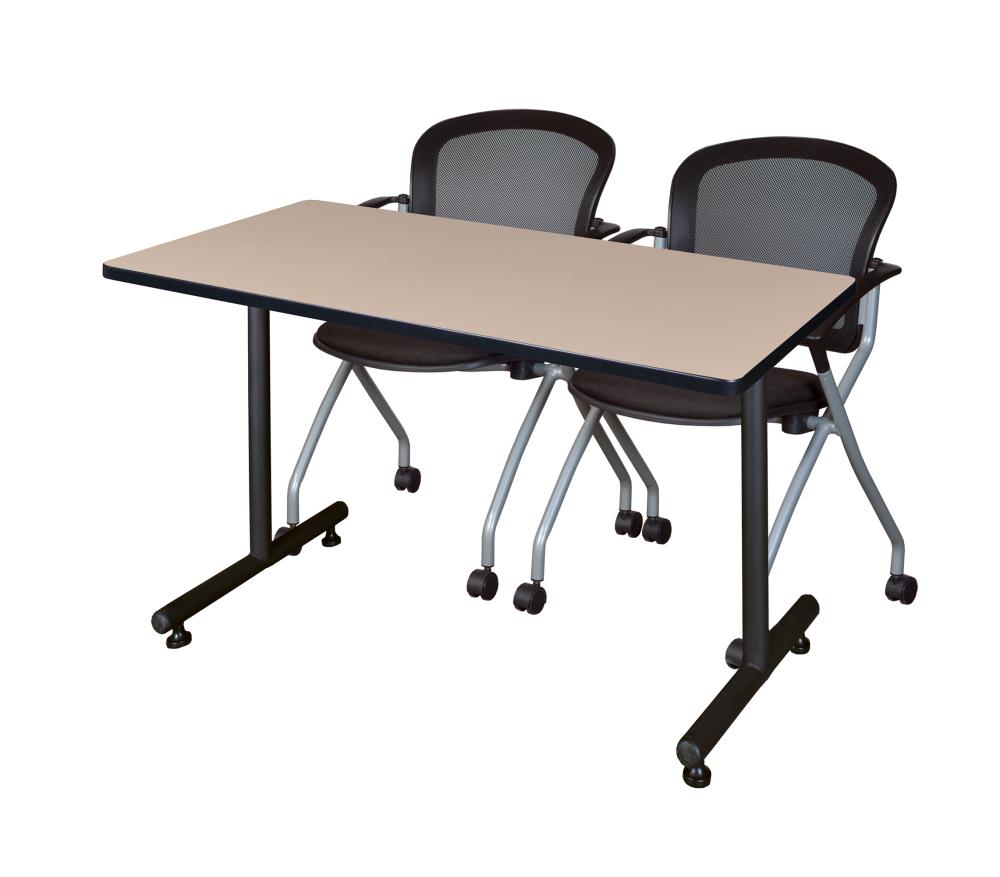 Regency MKTRCT4824BE23BK Training Off-white 4-Person Training Table (48-in W x 29-in H)