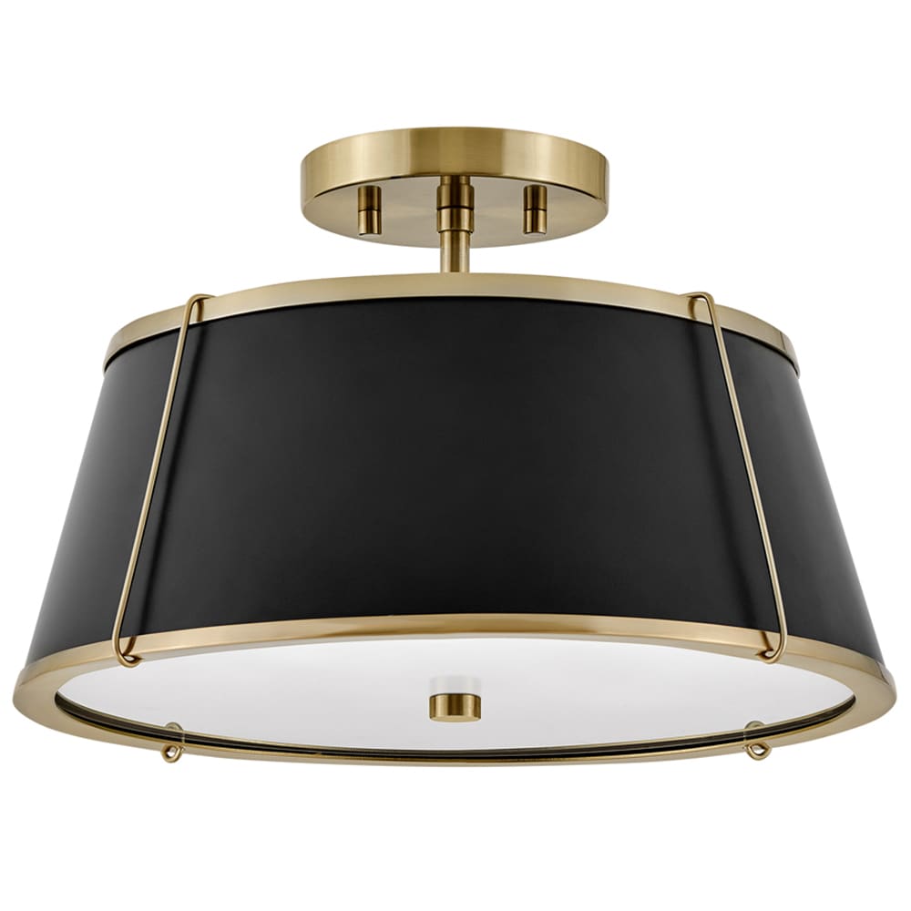 Hinkley 4893WS Clarke 2 -Light 15-in Gloss Brass Semi Flush Mount Light