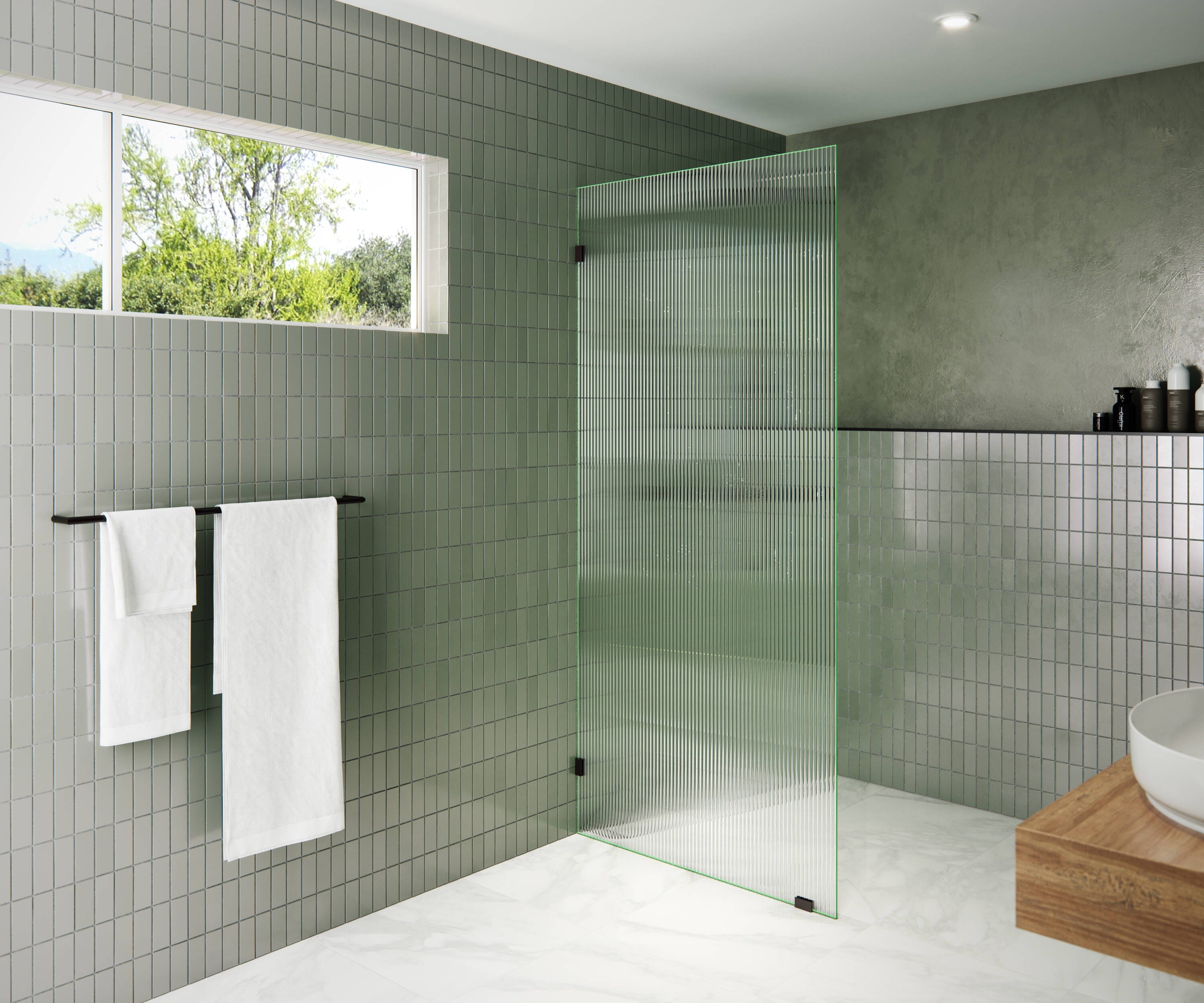 Glass Warehouse Gaia Oil Rubbed Bronze 36-in W x 78-in H Frameless Tempered Glass Fixed Shower door