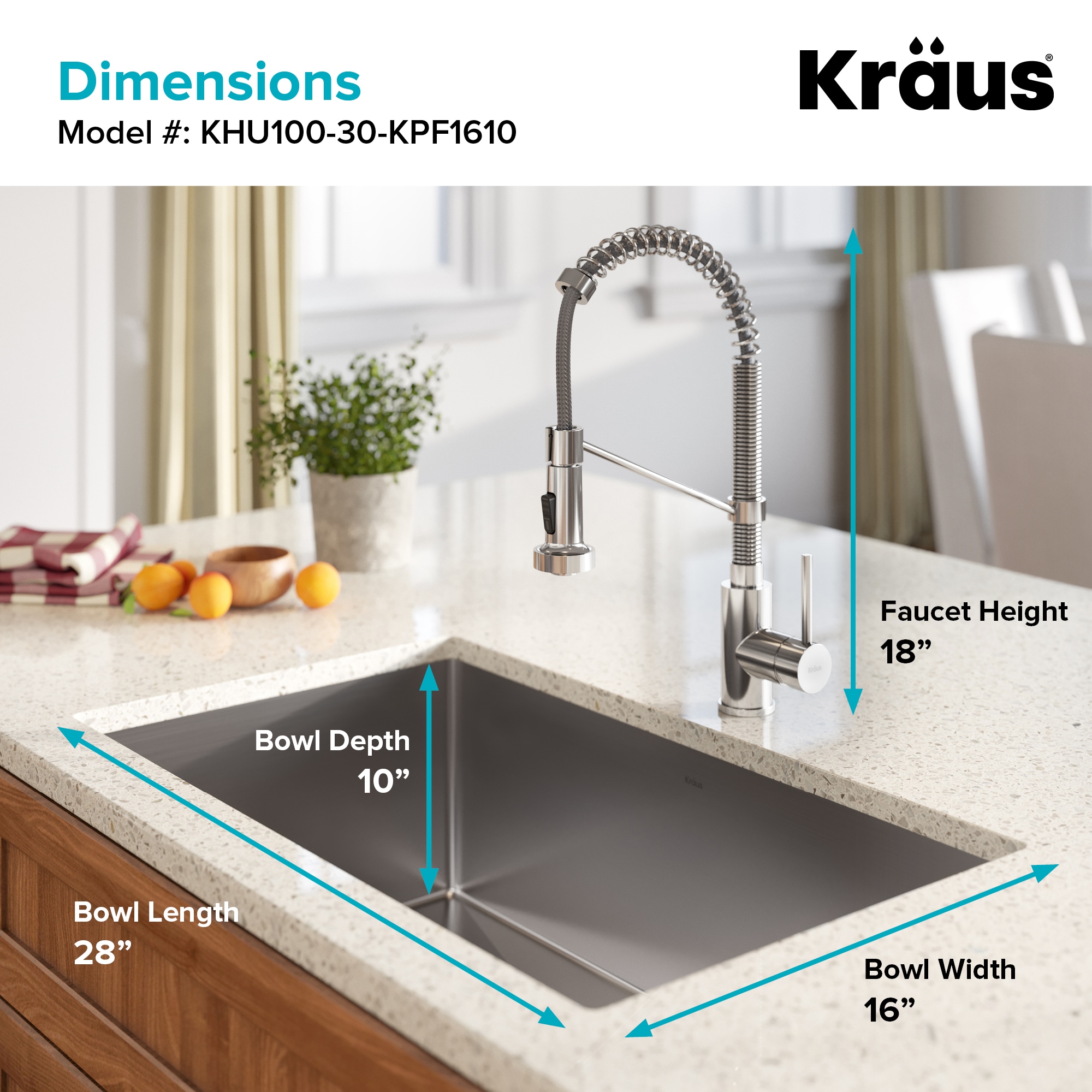 Kraus Standart PRO Undermount 30-in x 18-in Satin Stainless Steel Single  Bowl Kitchen Sink All-in-one Kit in the Kitchen Sinks department at 