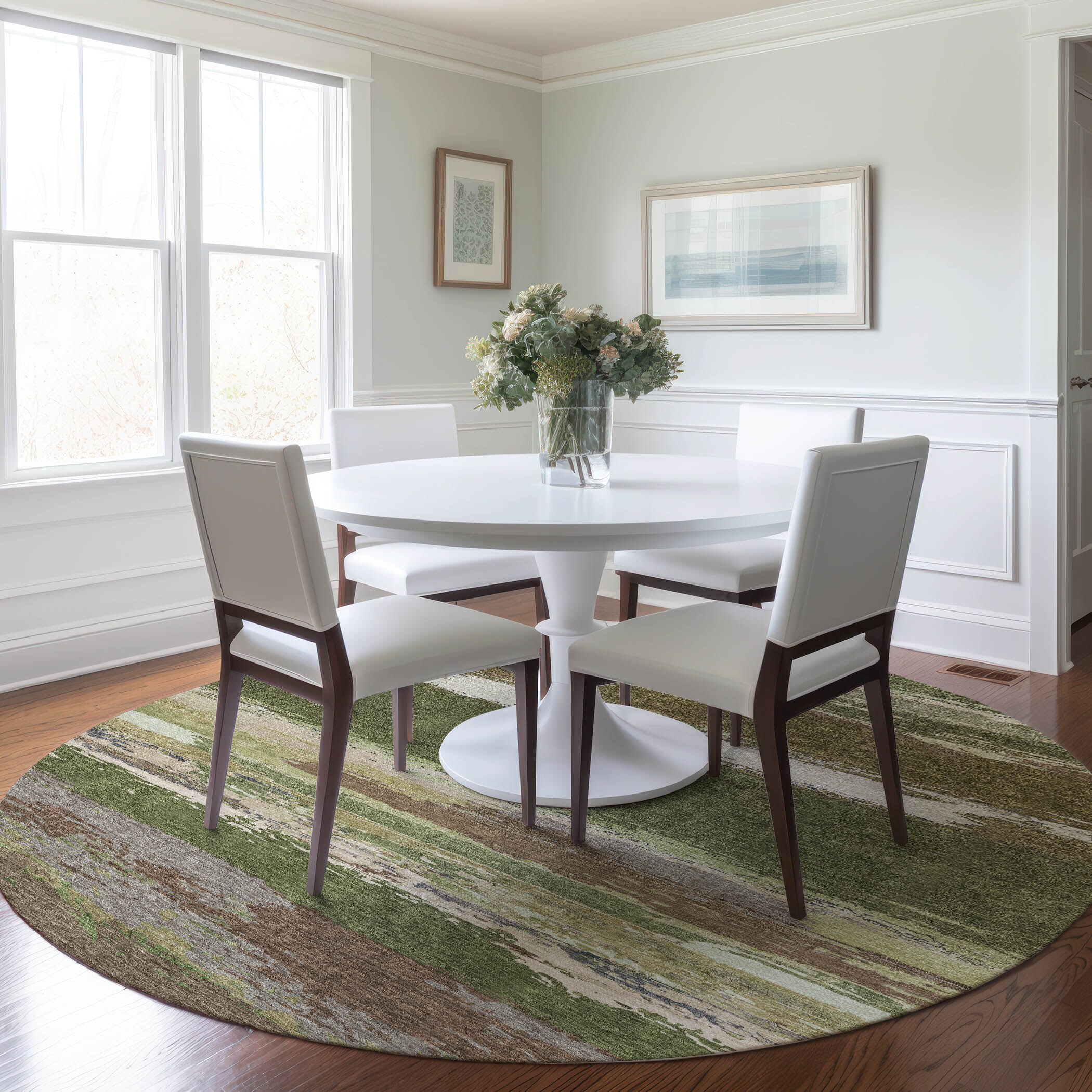 Addison Rugs ACN1284OL8RO Chantille ACN1284OL 8 x 8 (ft) Olive Round Indoor/Outdoor Geometric Machine washable Pet Friendly Area rug