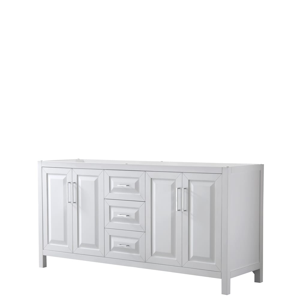 Wyndham Collection WCV252572DWHCXSXXMXX Daria 72-in White with Polished Chrome Trim Bathroom Vanity Base Cabinet without Top
