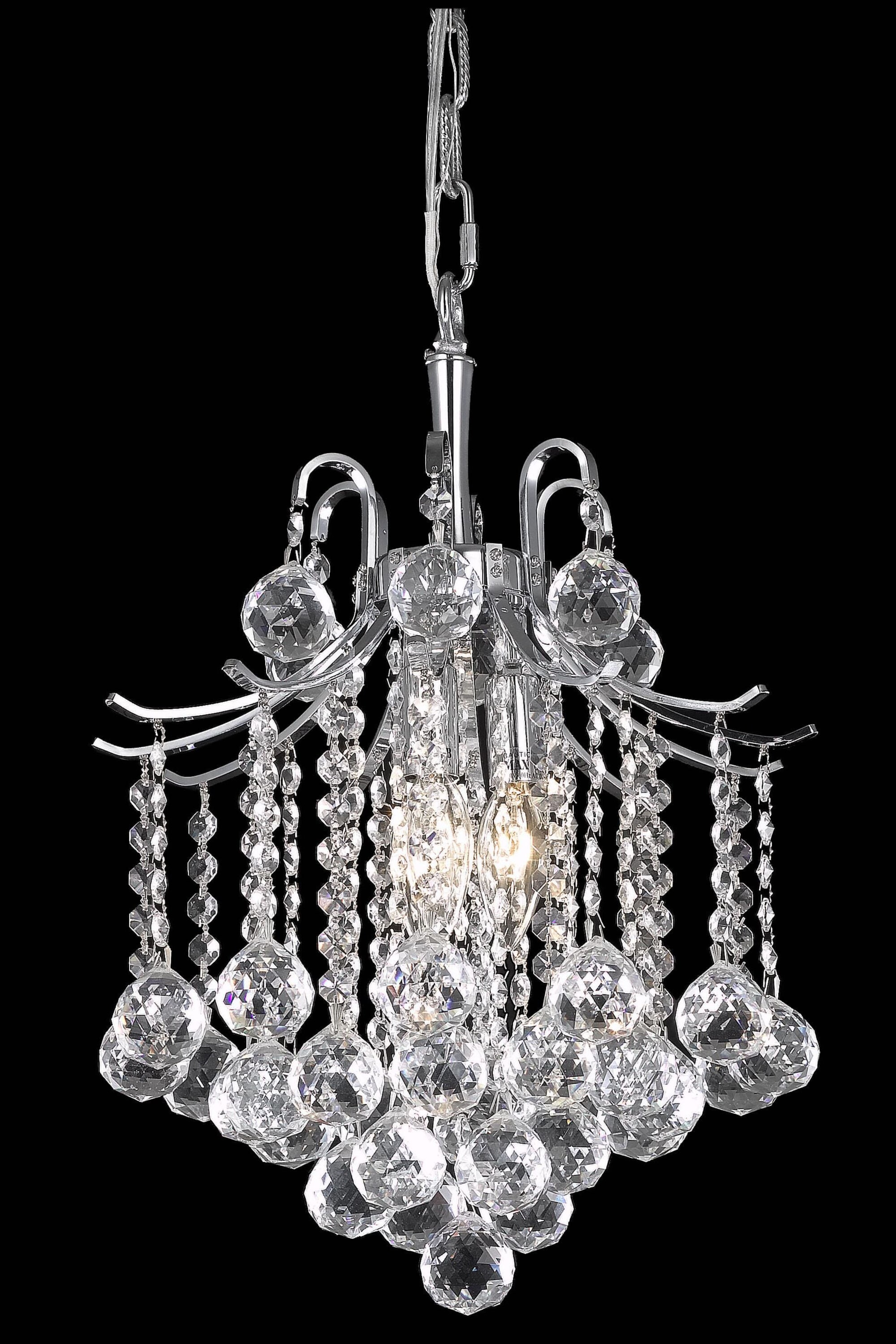 Elegant Decor HFDL24600D12C Home Furnishing 3 -Light Chrome Transitional Drum Small Hanging Pendant light
