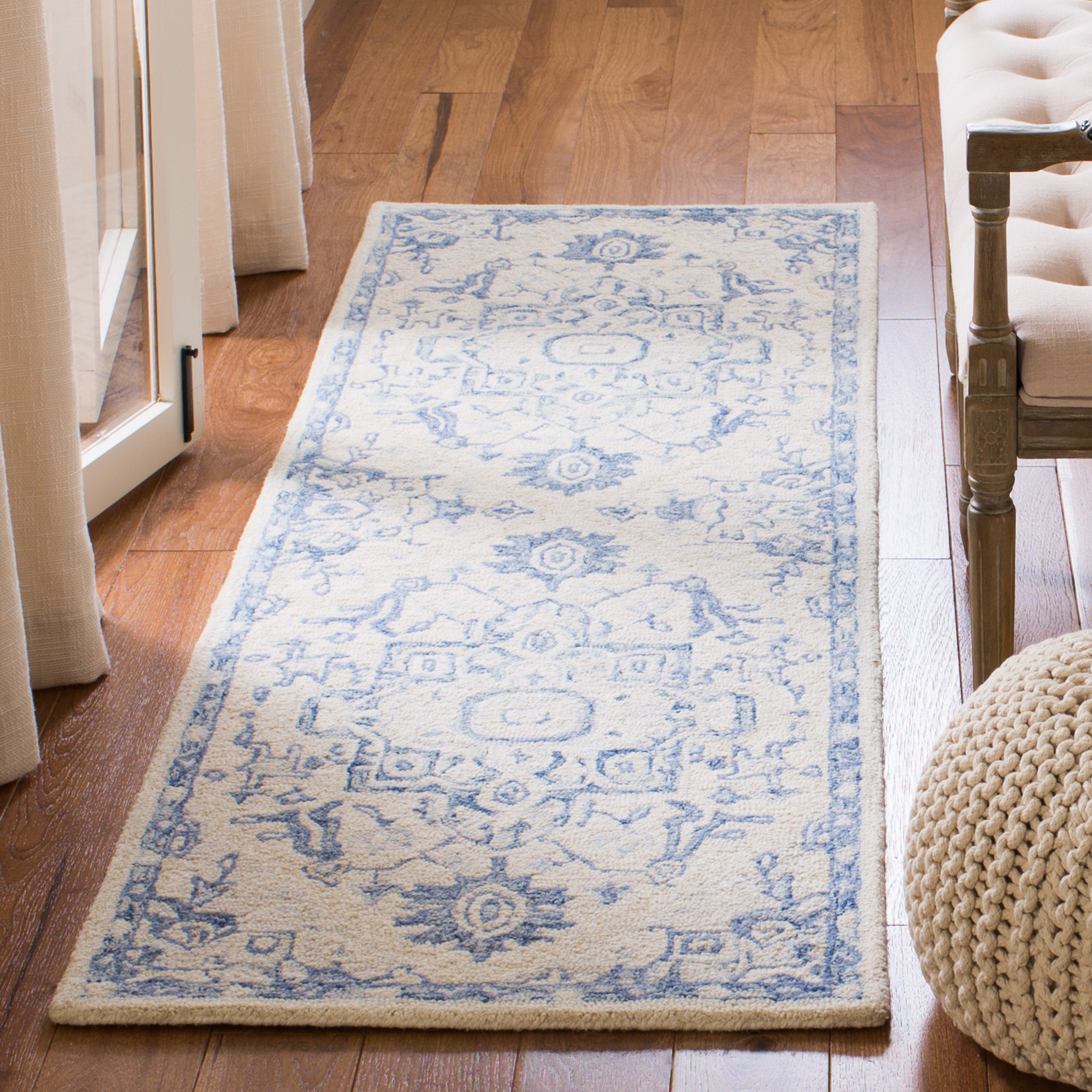 Safavieh MLP503G-27 Micro-Loop Homage 2 x 7 (ft) Tufted Wool Ivory/Blue Rectangular Indoor Abstract Southwestern Runner rug