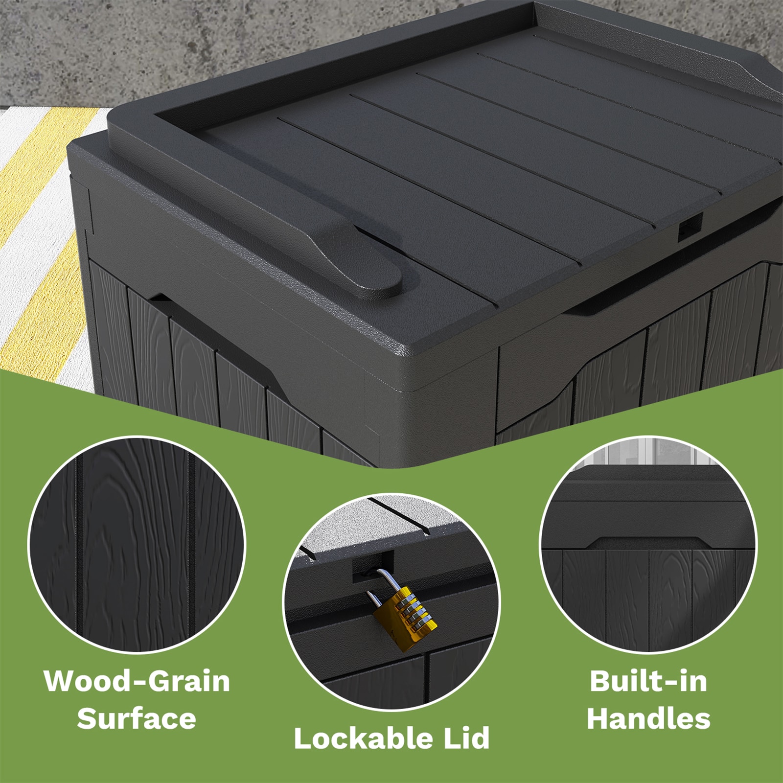 Ram Quality Products Plastic 90 Gallon Outdoor Lockable Backyard Storage Bin  Deck Box For Cushions, Toys, Pool Accessories, And Towels, Gray : Target