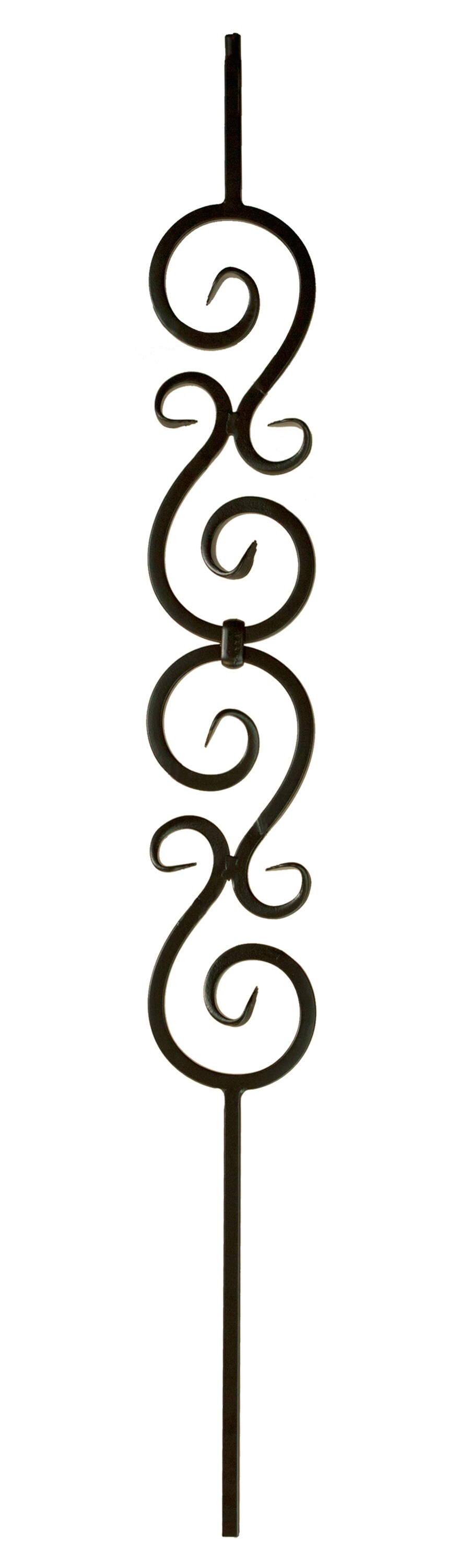 WM Coffman 800617 44-in x 0.5-in Satin Black Wrought Iron Pin Top Scroll Stair Baluster