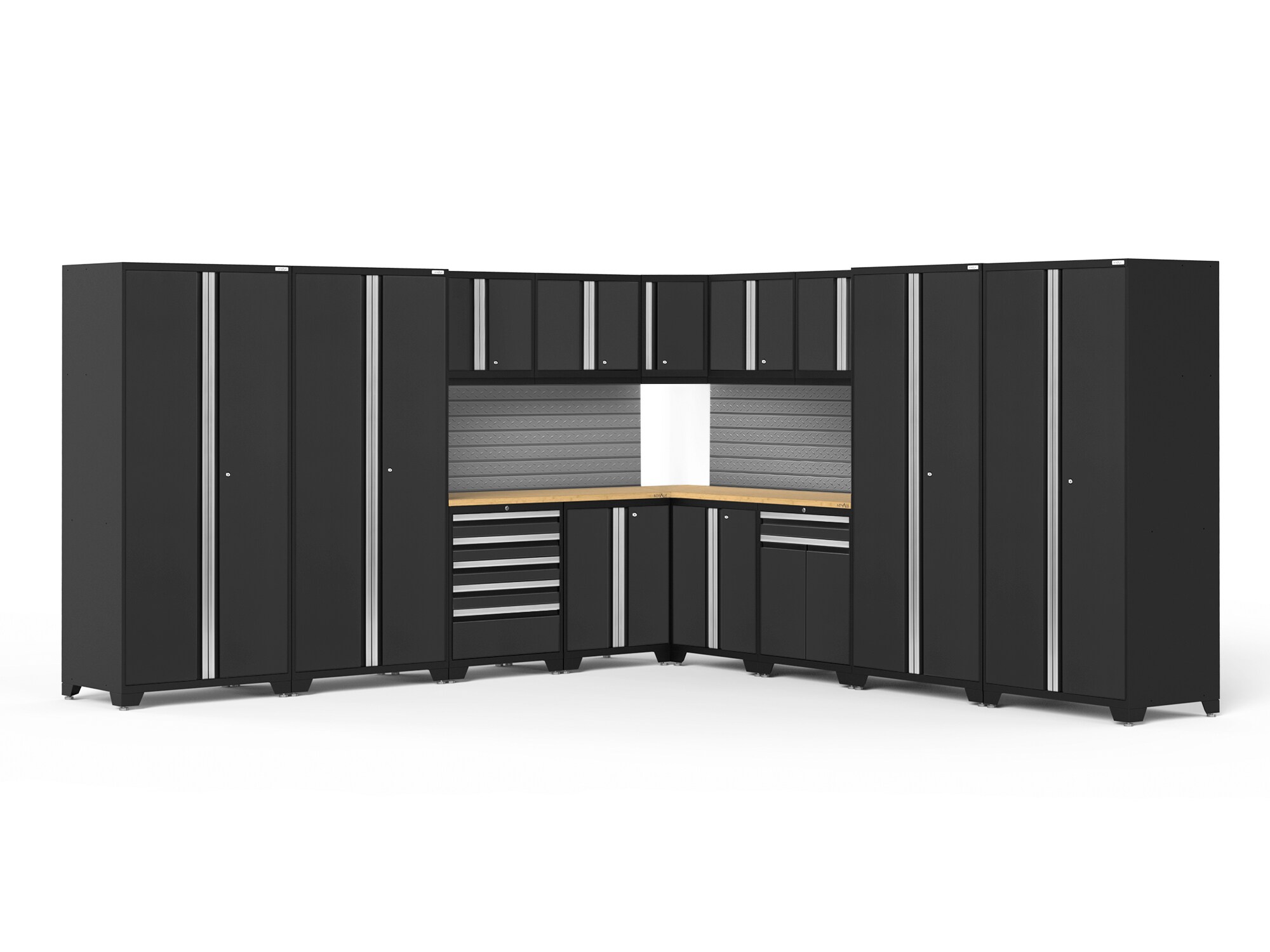 NewAge Products 64327 304-in W x 84.75-in H x 24-in D 13 -Cabinets Steel Black Garage Storage System