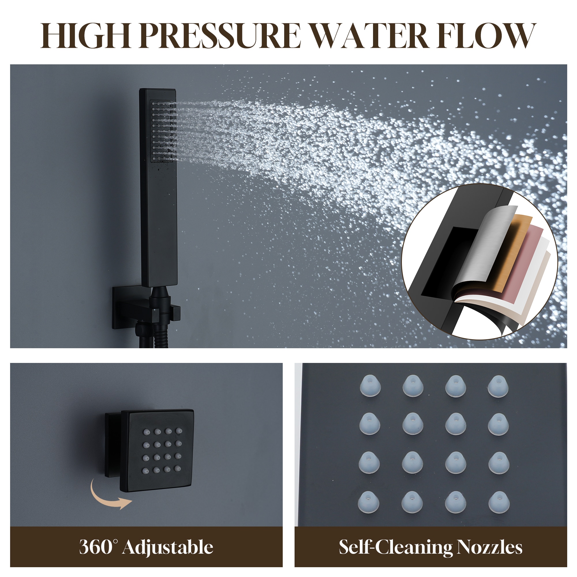 CASAINC CS6077-MB Showerhead-Bar-Panels - View #4