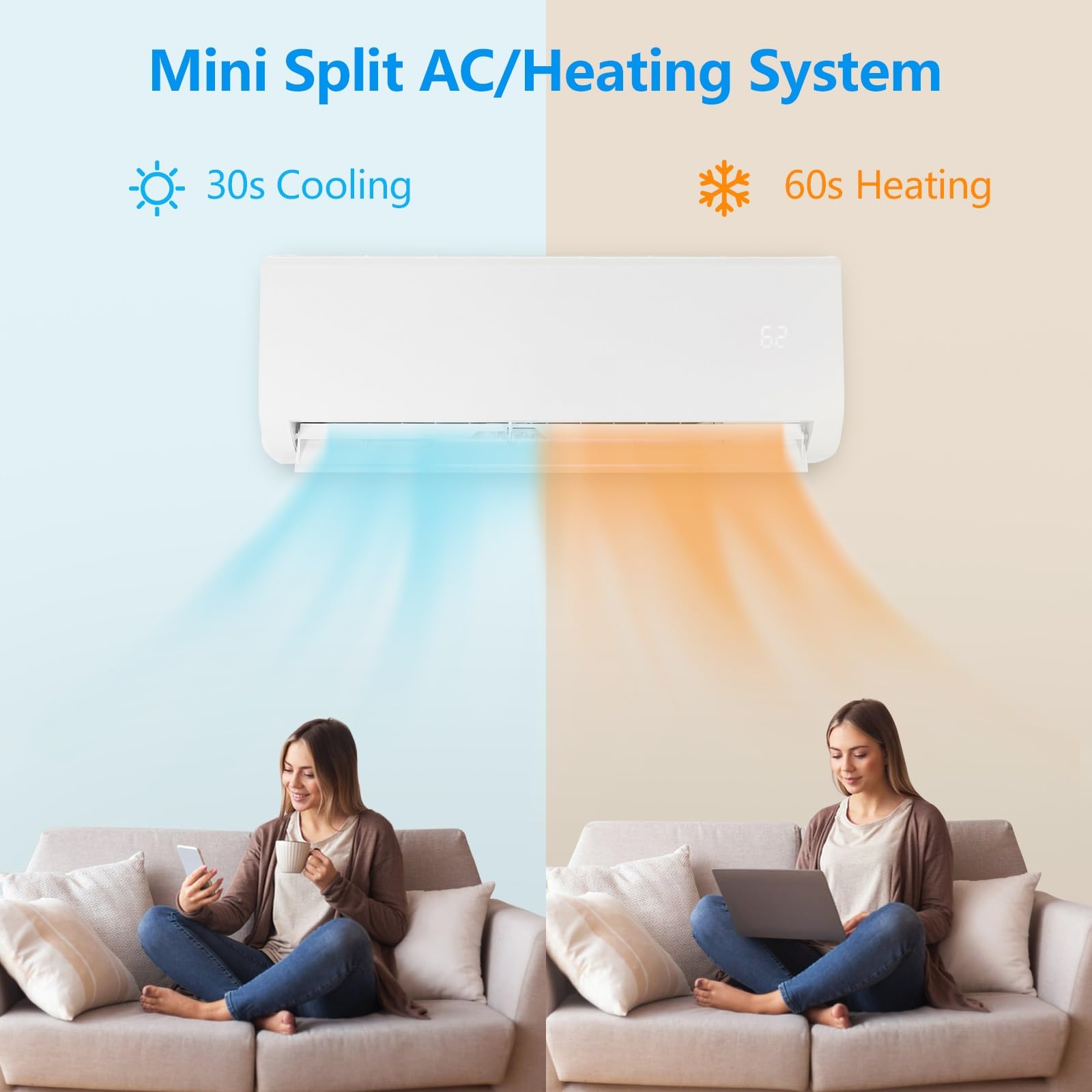 ROVSUN 18000 BTU 20 SEER 230V Pre-Charged Ductless Mini Split AC System/Inverter Split-System Wall Air Conditioner with Heat Pump Works with Alexa and WIFI Sansujyuku sansujyuku.com