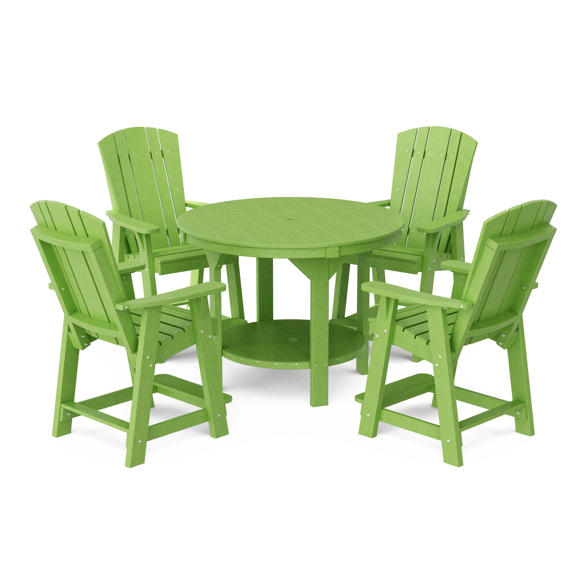 Wildridge LCC-180-TLG Heritage 48-in 5 -Piece Lime Green Patio Dining Set Plastic Round Table with 4 Stationary Chairs