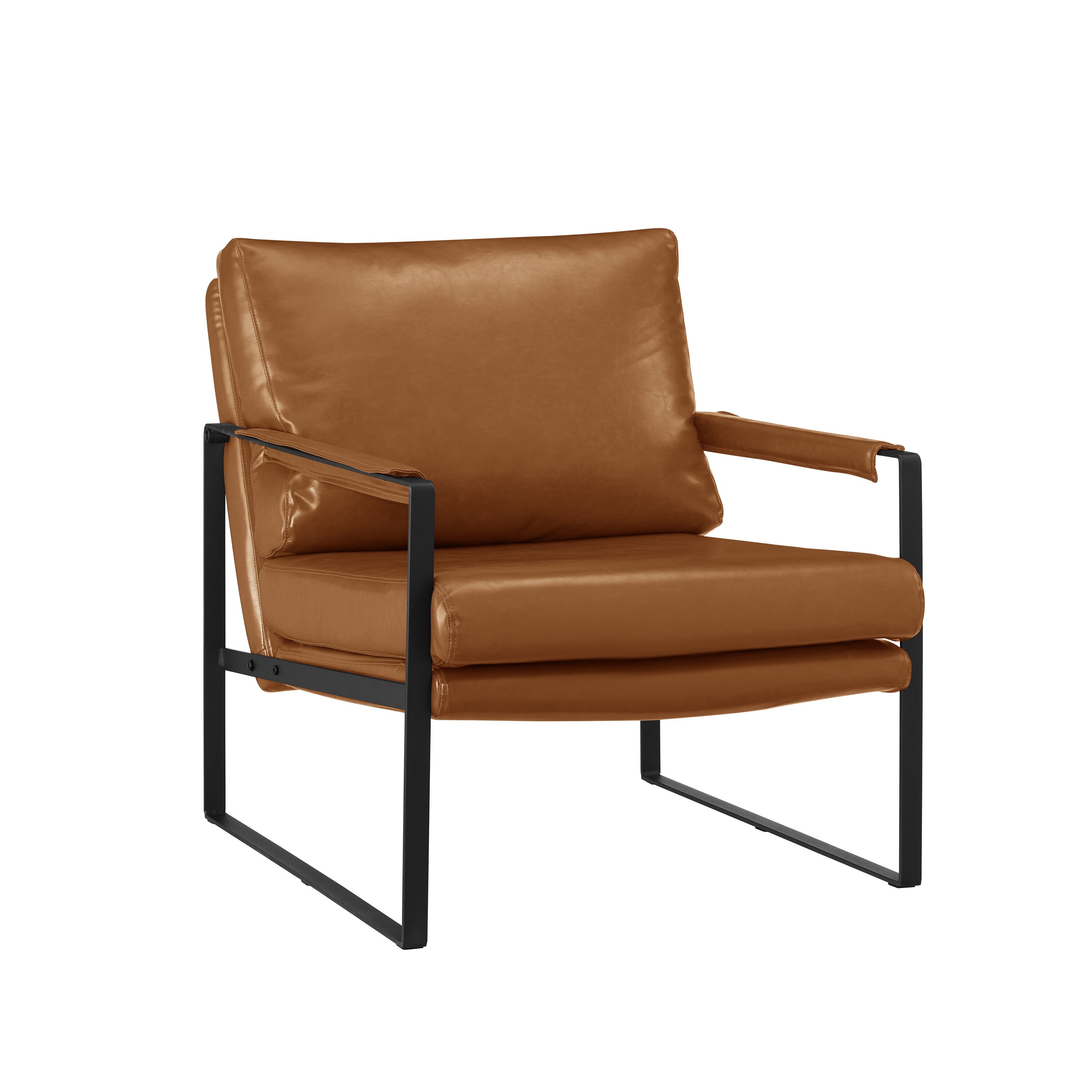 Art Leon Modern Brown Faux Leather Accent Chair in the Chairs ...