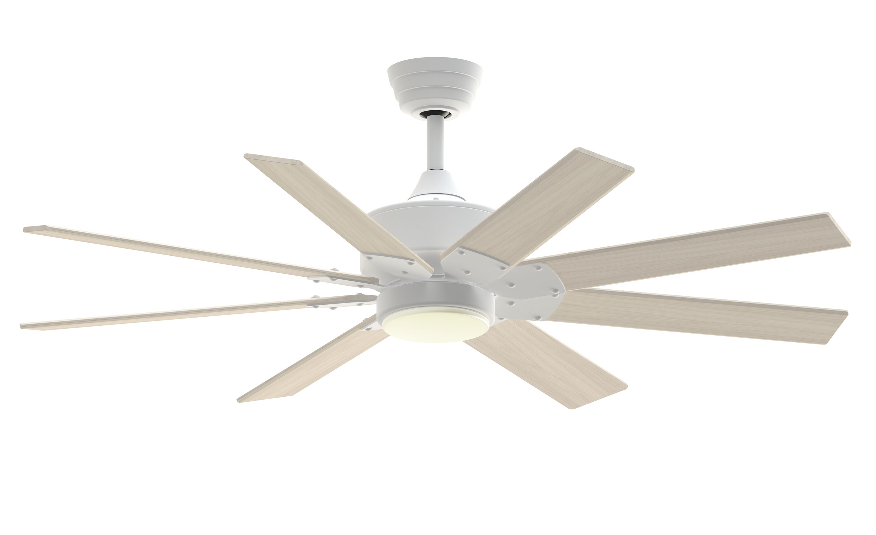 Fanimation Levon Custom 52-in Matte White with White Washed Blades Color-changing Integrated LED Indoor/Outdoor Smart Ceiling Fan with Light and Remote (8-Blade) FPD7912BMW-52WW-LK Sansujyuku sansujyuku.com