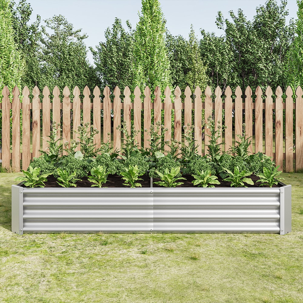 ZAKLOOP XU84091004 35.83-in W x 70.87-in L x 11.81-in H Silver Galvanized Metal Raised Garden Bed
