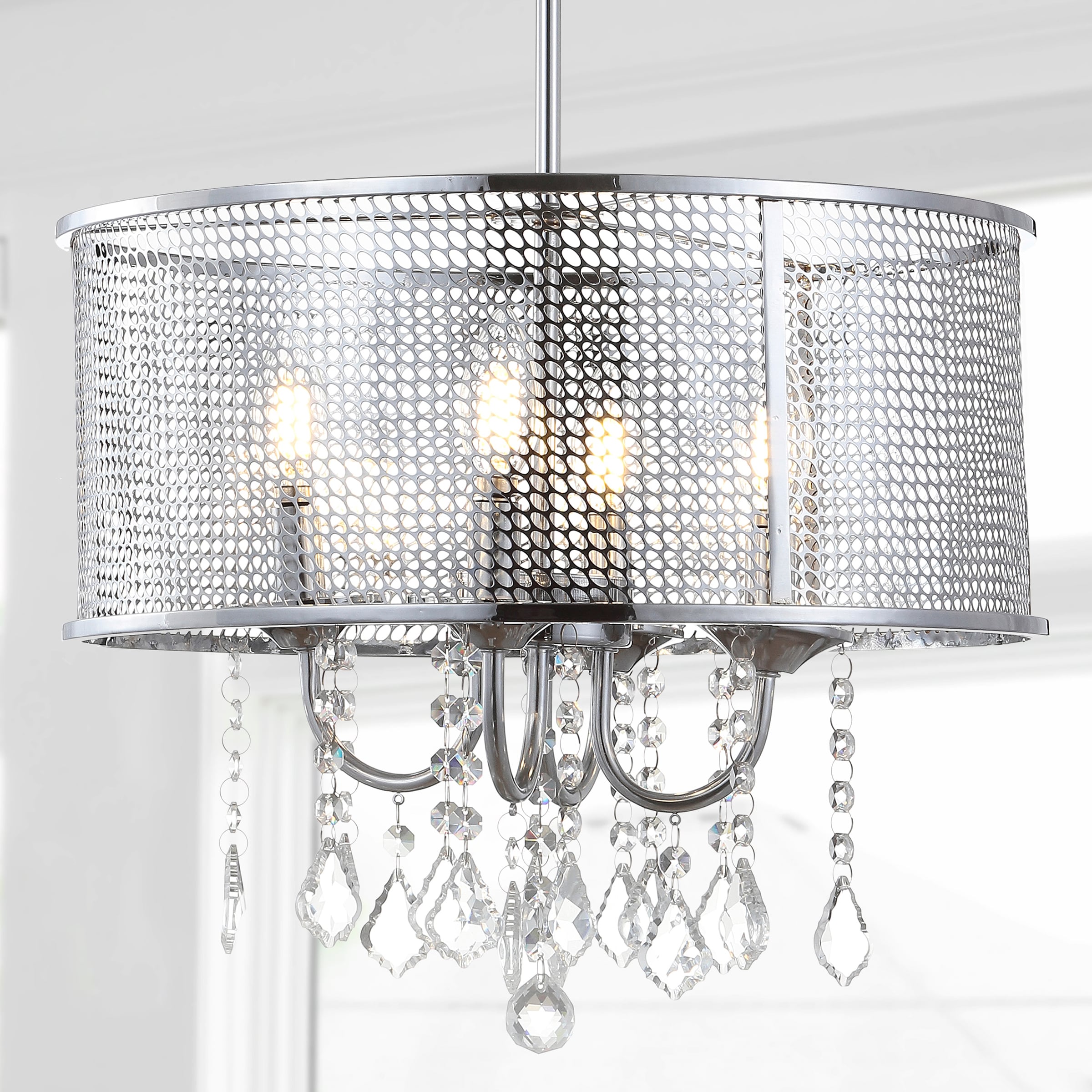 Avah 17" Chrome Polished Crystal LED Adjustable Chandelier