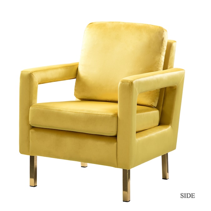 14 Karat Home Luca Modern Yellow Velvet, Yellow Leather Accent Chairs