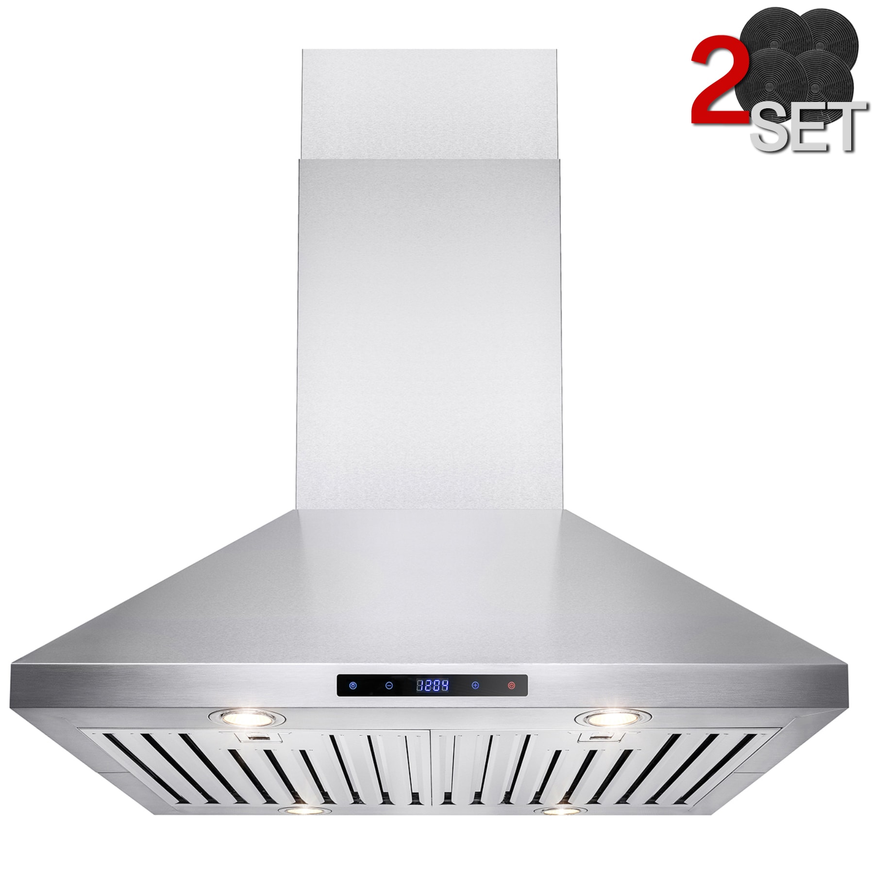 AKDY RH0198 30 inch Convertible 343-CFM Stainless steel Island Range Hood with Charcoal Filter