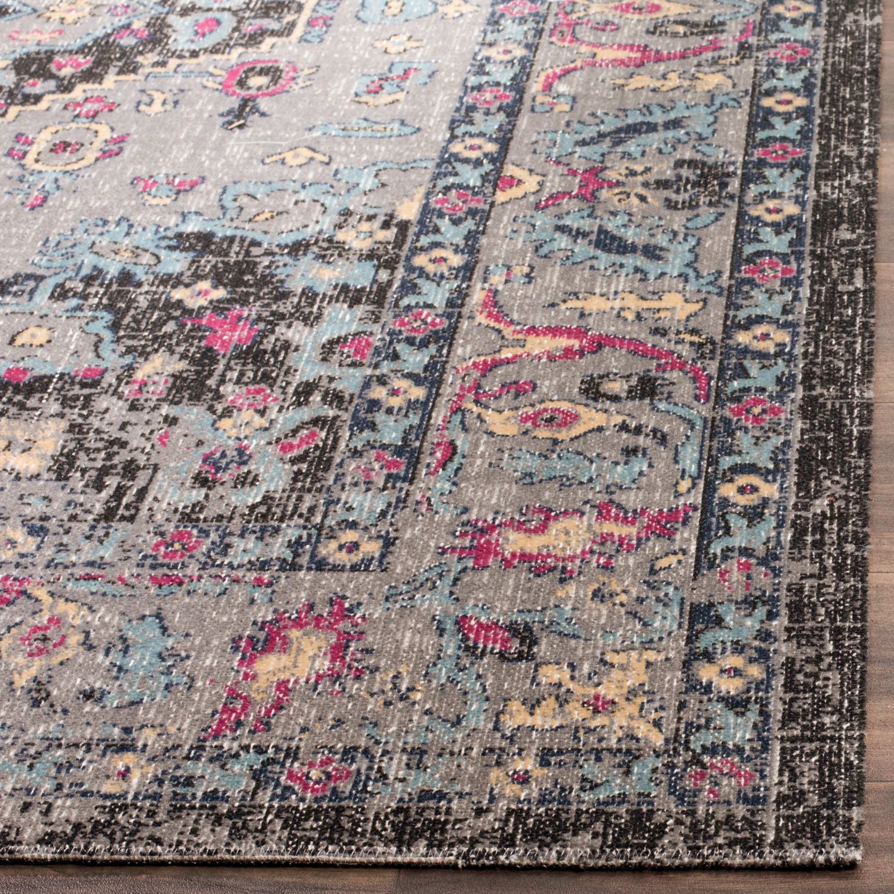 Blaze 5' x 7' Black and Light Grey Cotton Oriental Rug