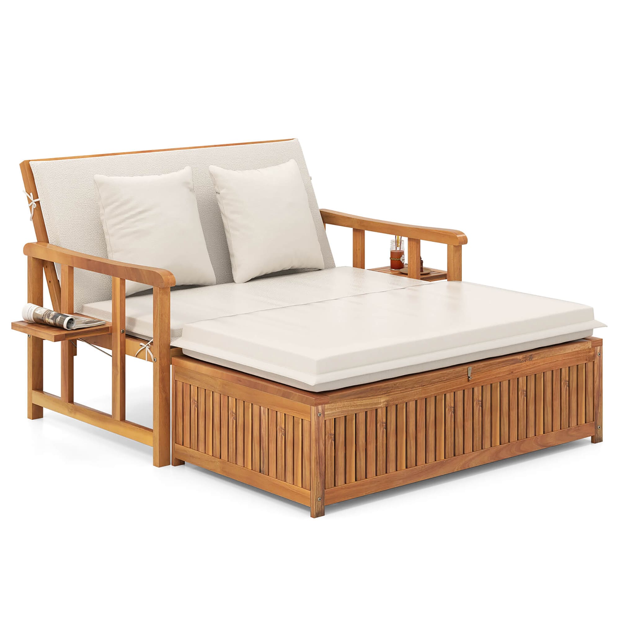 Costway HCST07344 Modern Off White Polyester/Polyester blend Chaise Lounge