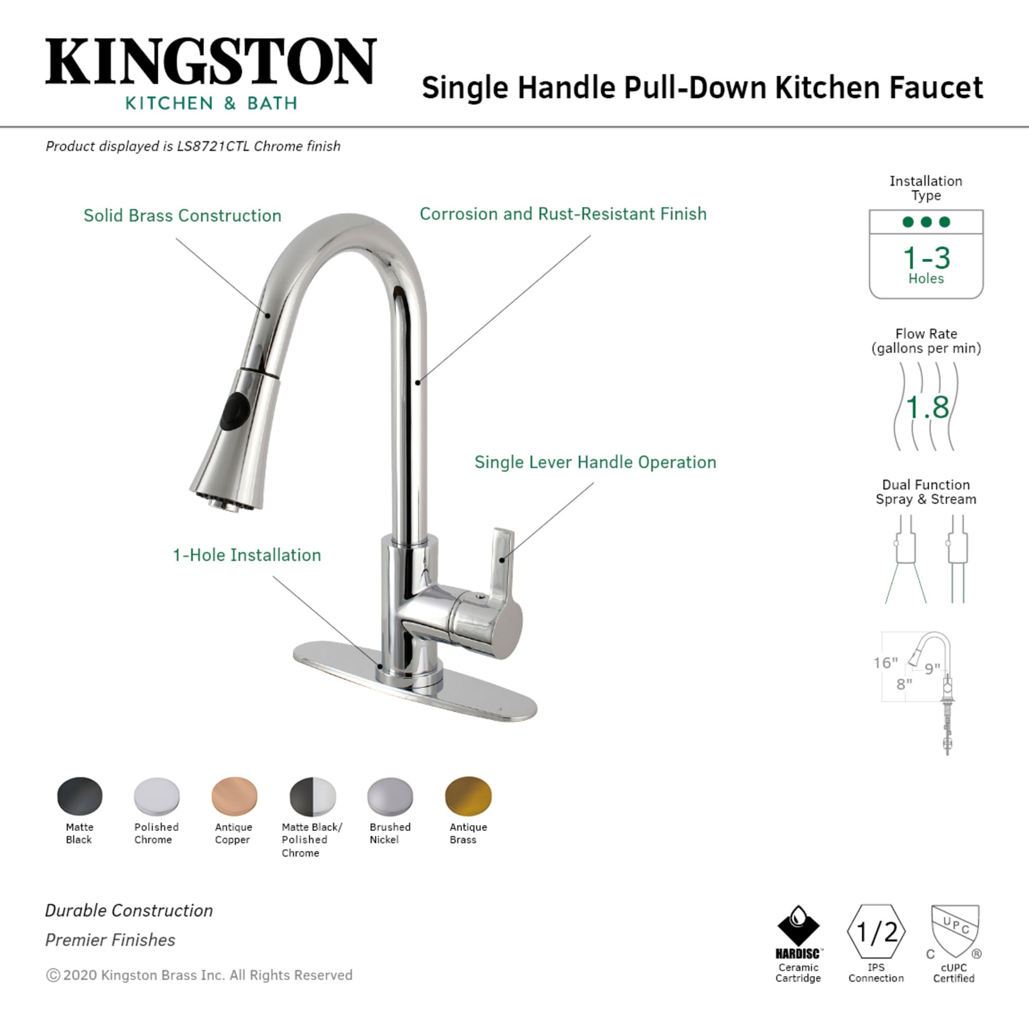 Kingston Brass ULS8727CTL Kitchen-Faucets - View #2