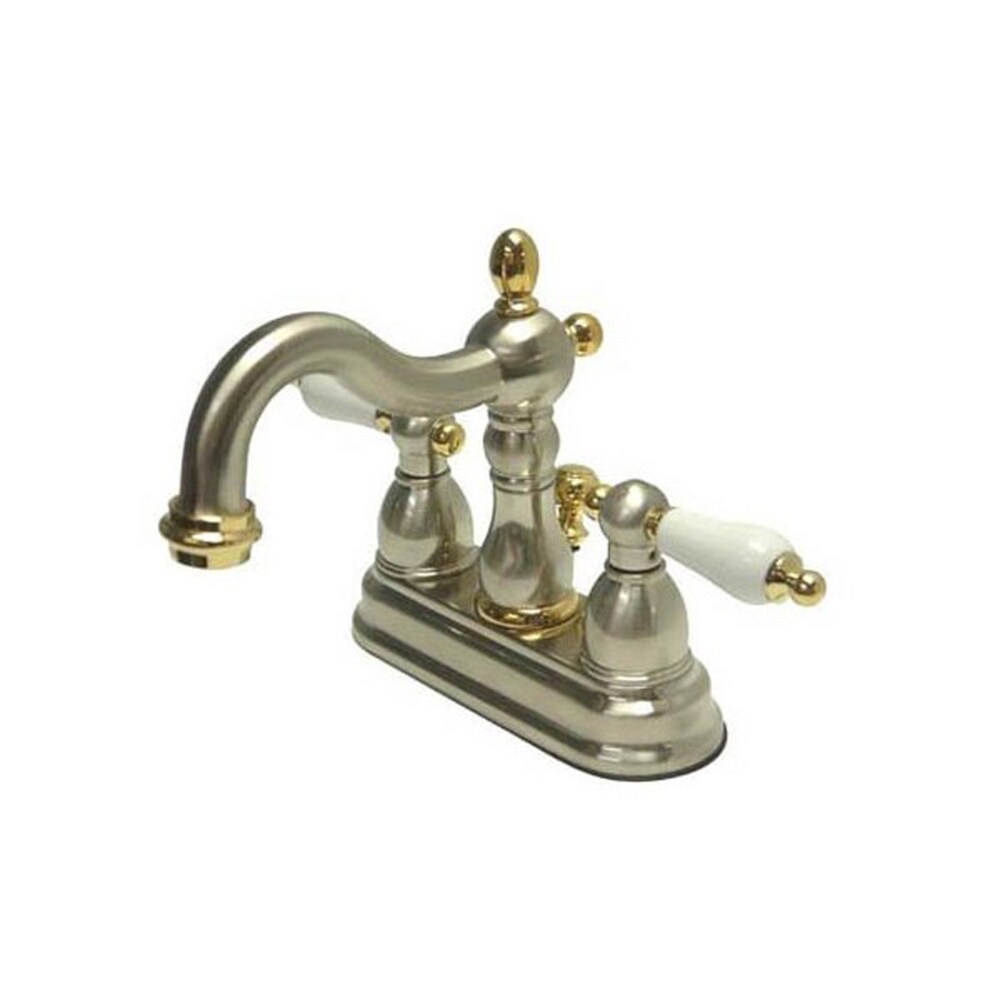 Elements of Design New Orleans Satin Nickel/Polished Brass 2-handle 4-in centerset Mid-arc Bathroom Sink Faucet with Drain