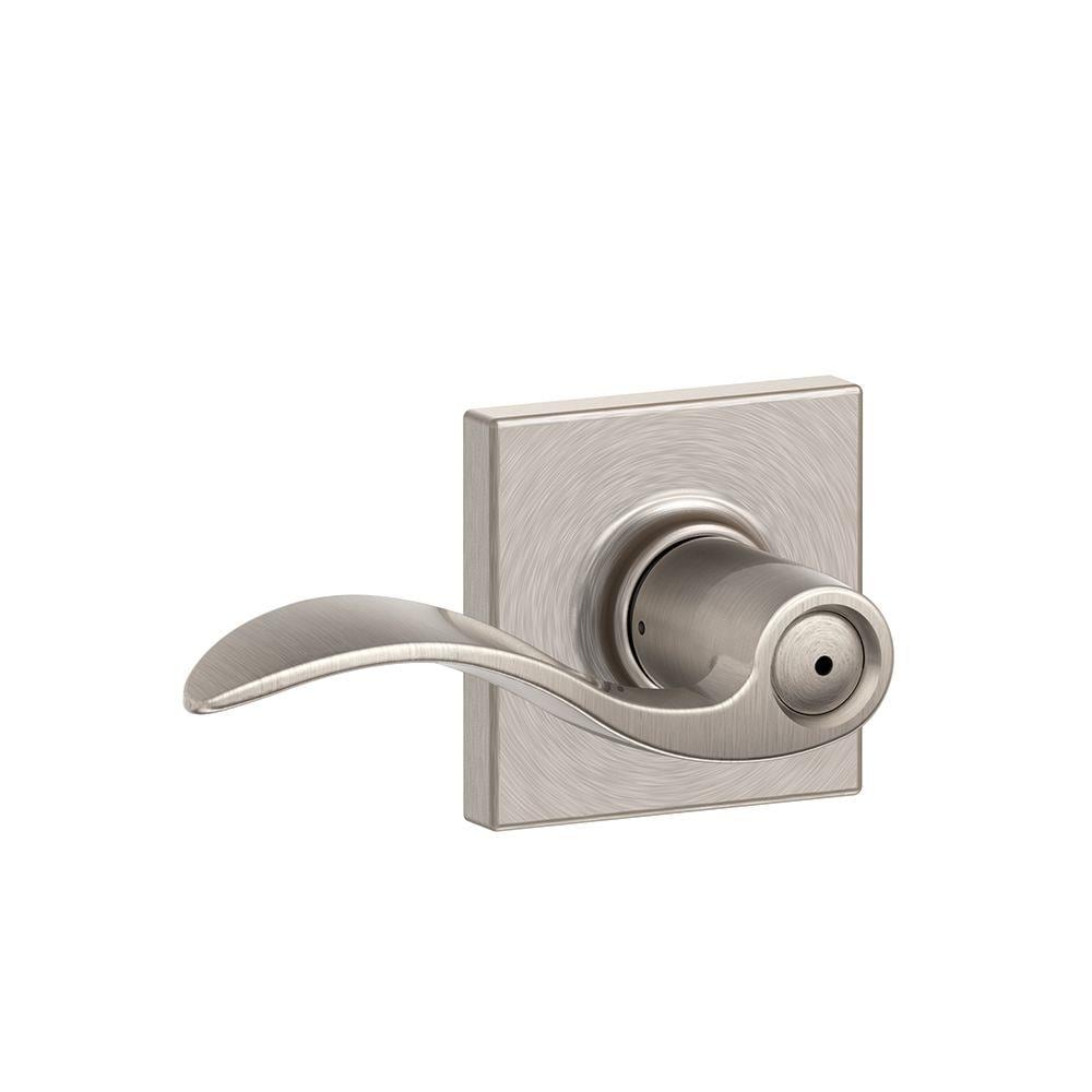 Schlage F40ACC619COL F Series Satin Nickel Interior Bed/Bath Privacy Door Handle
